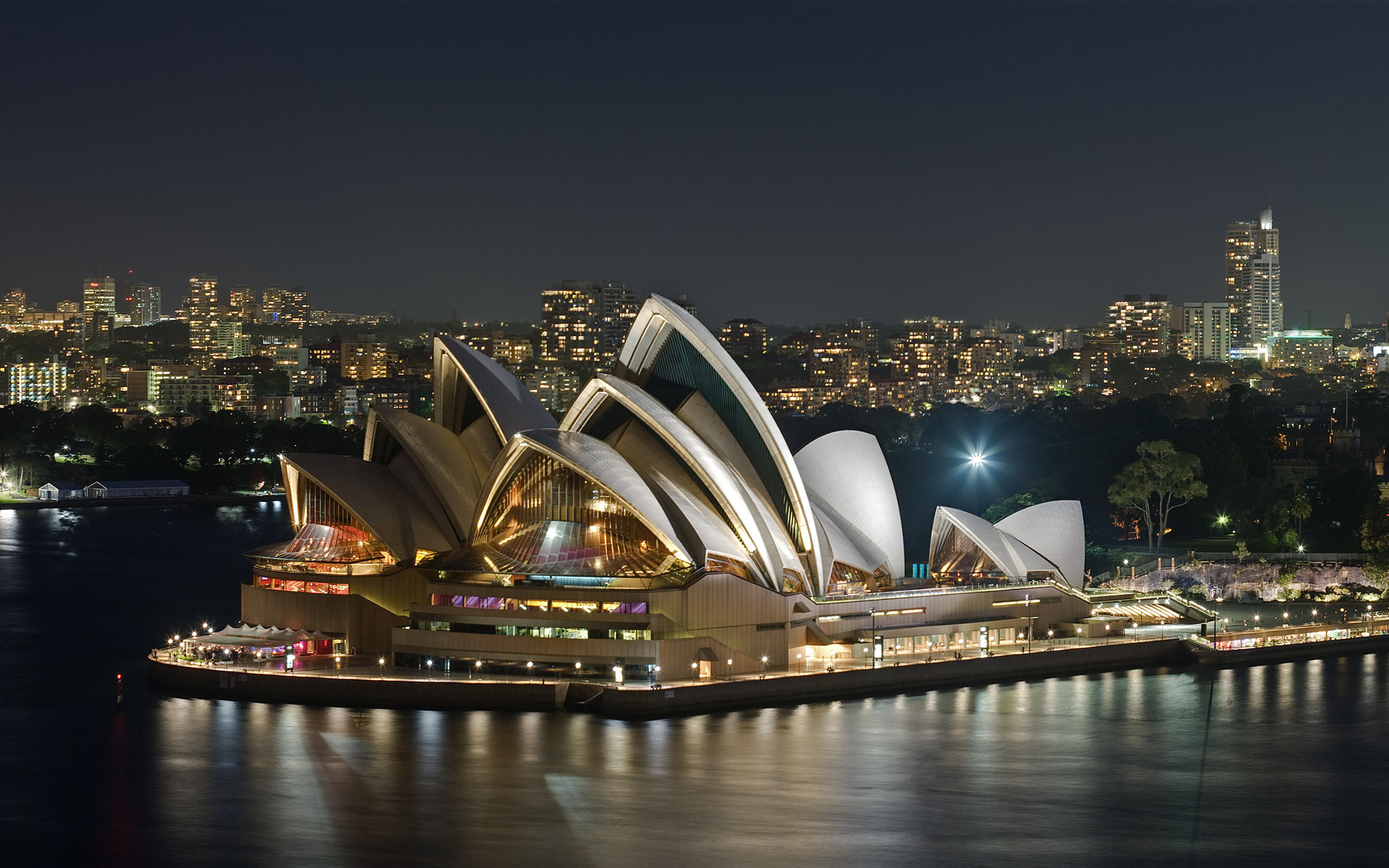 Sydney Opera House, Sydney, Australia, Notte, Porto, Full HD, sfondo PC
