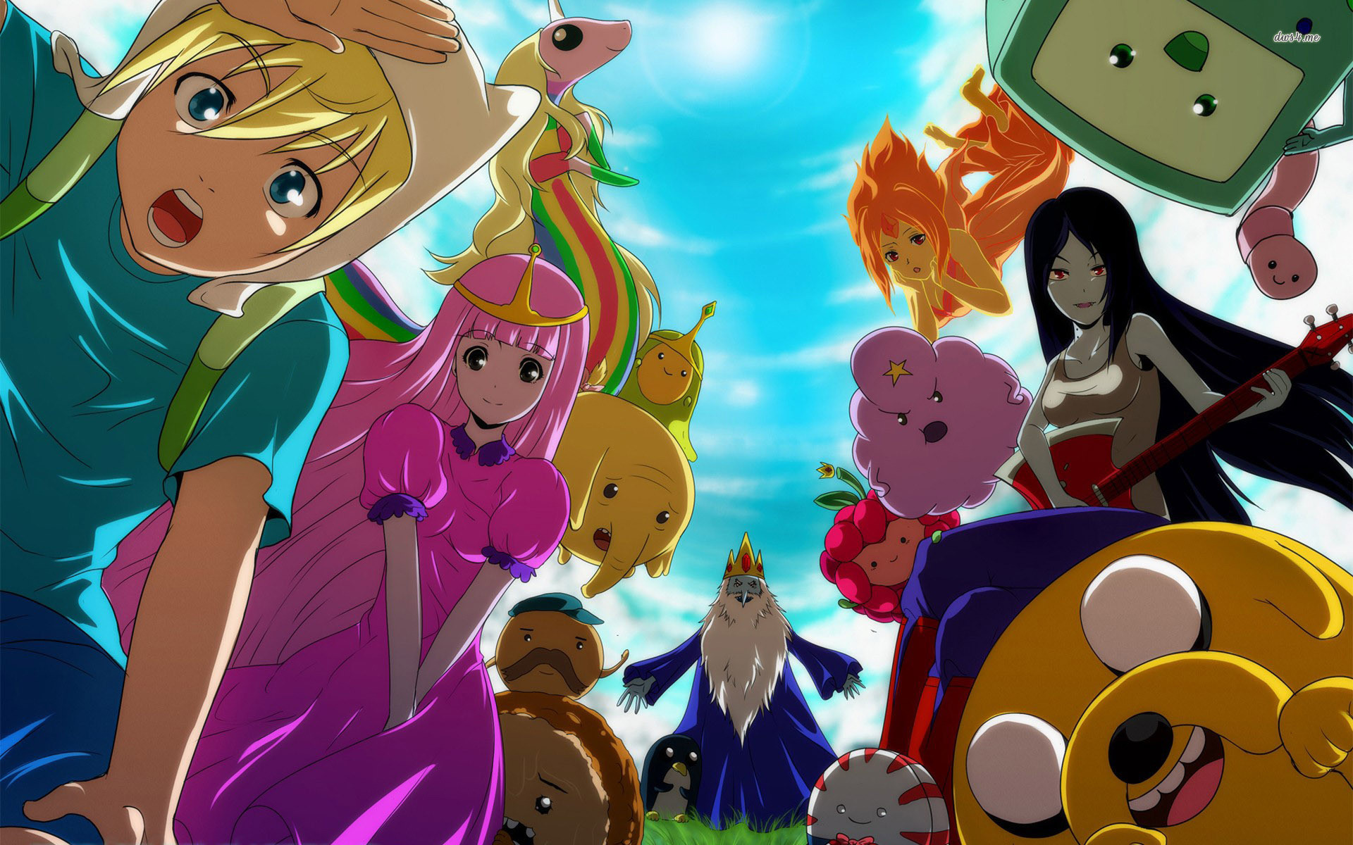 Adventure Time, Finn, Principessa Gommarosa, Marceline, Stile anime, sfondo MacBook Air