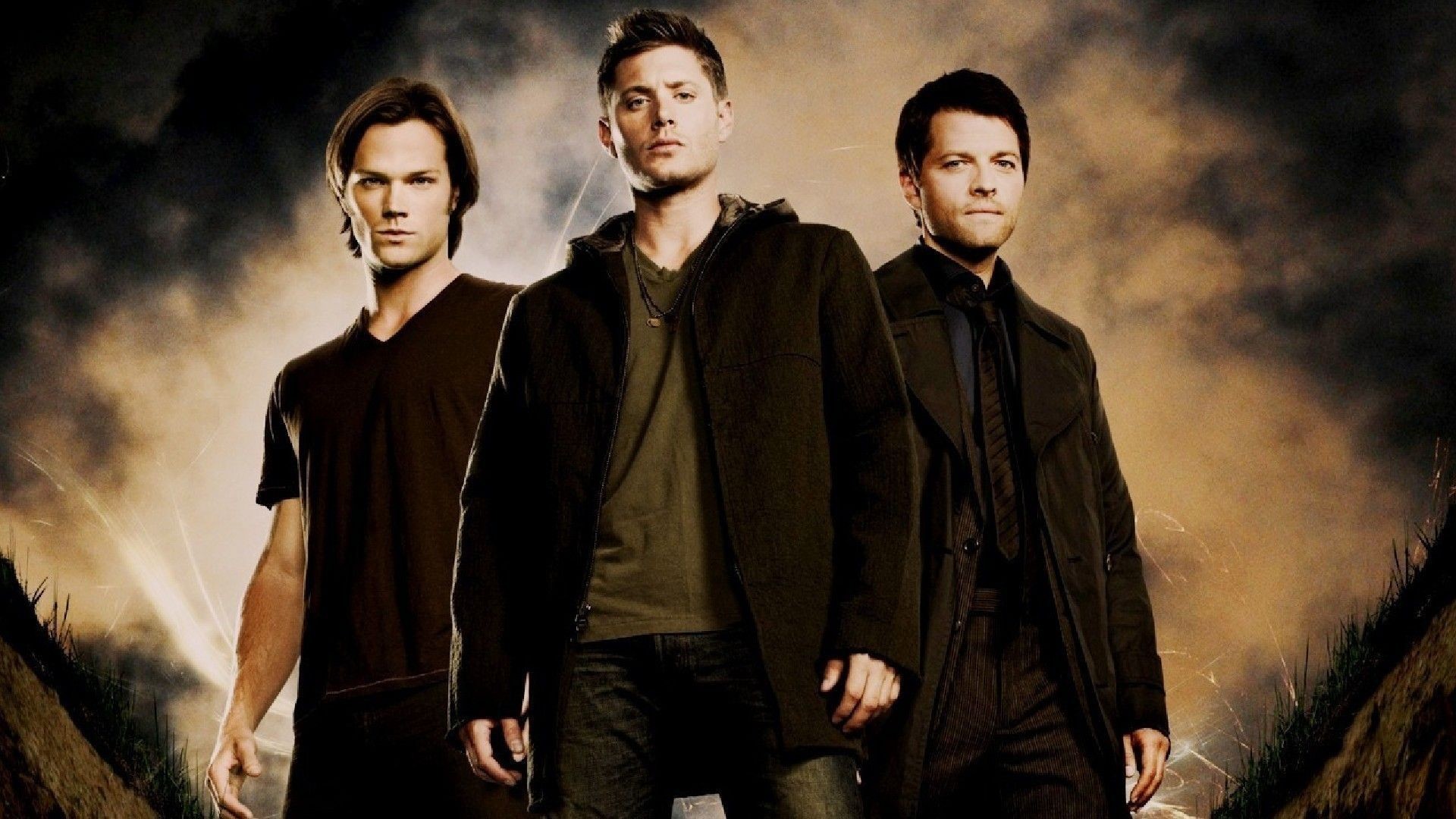 Sam Winchester, Dean Winchester, Castiel, Supernatural, Serie TV, wallpaper Windows 11