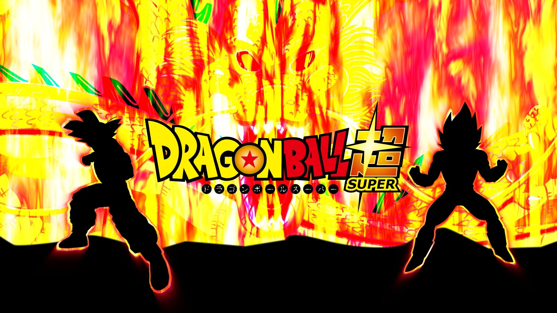 Goku, Vegeta, Silhouette, Dragon Ball Super, Logo, 16:9 Full HD, sfondo widescreen