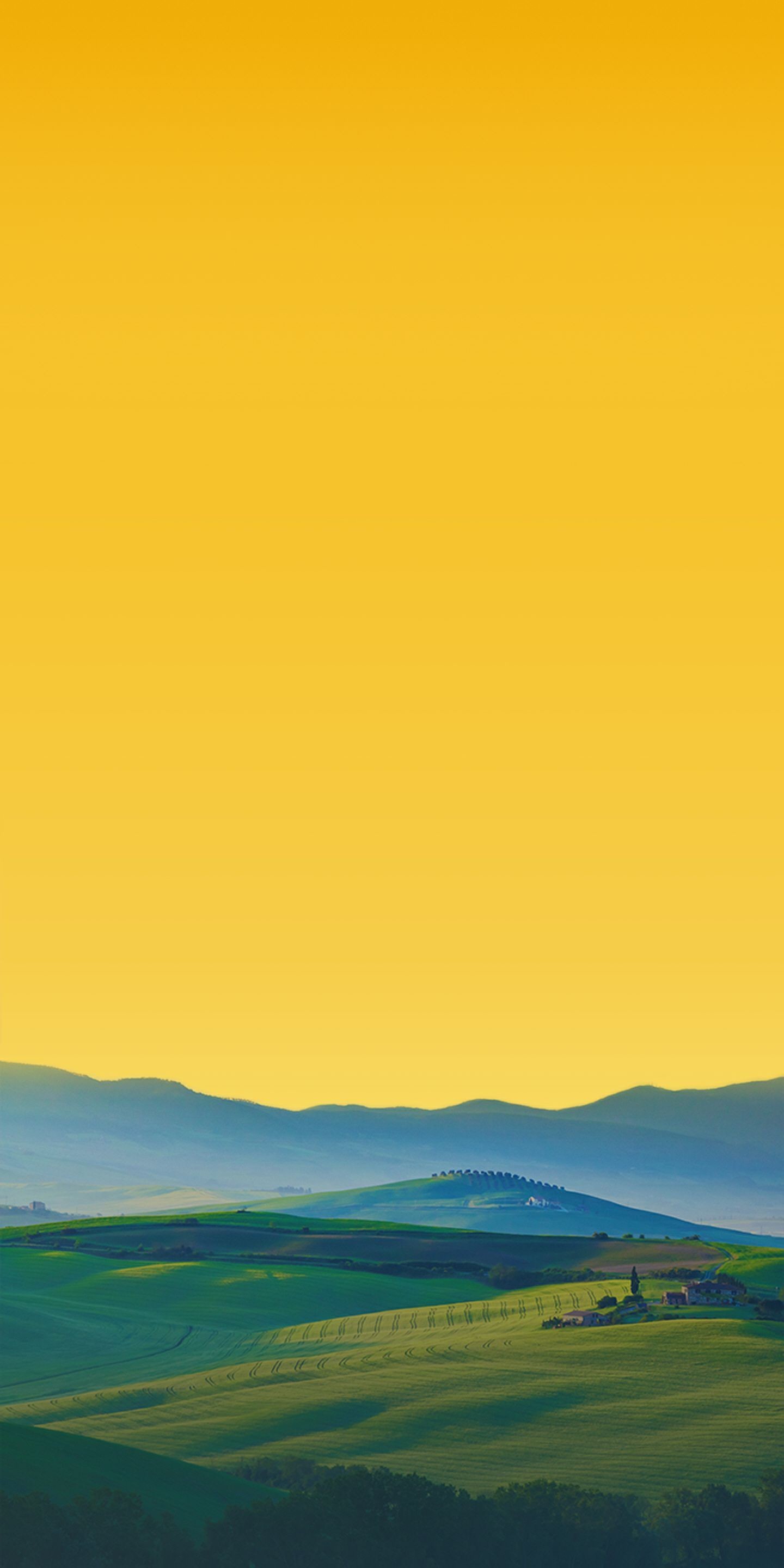 Colline, Cielo giallo, Minimalismo, sfondo schermata di blocco LG G5
