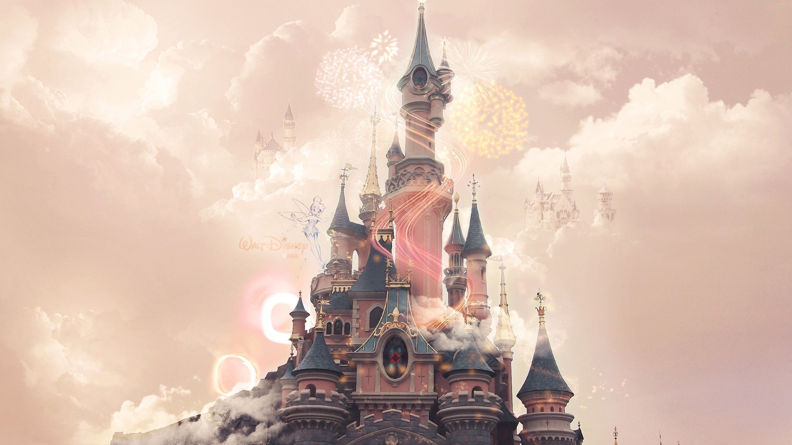 Castello Disney, Disneyland Paris, Nuvole, Toni pastello, 2K, sfondo per computer