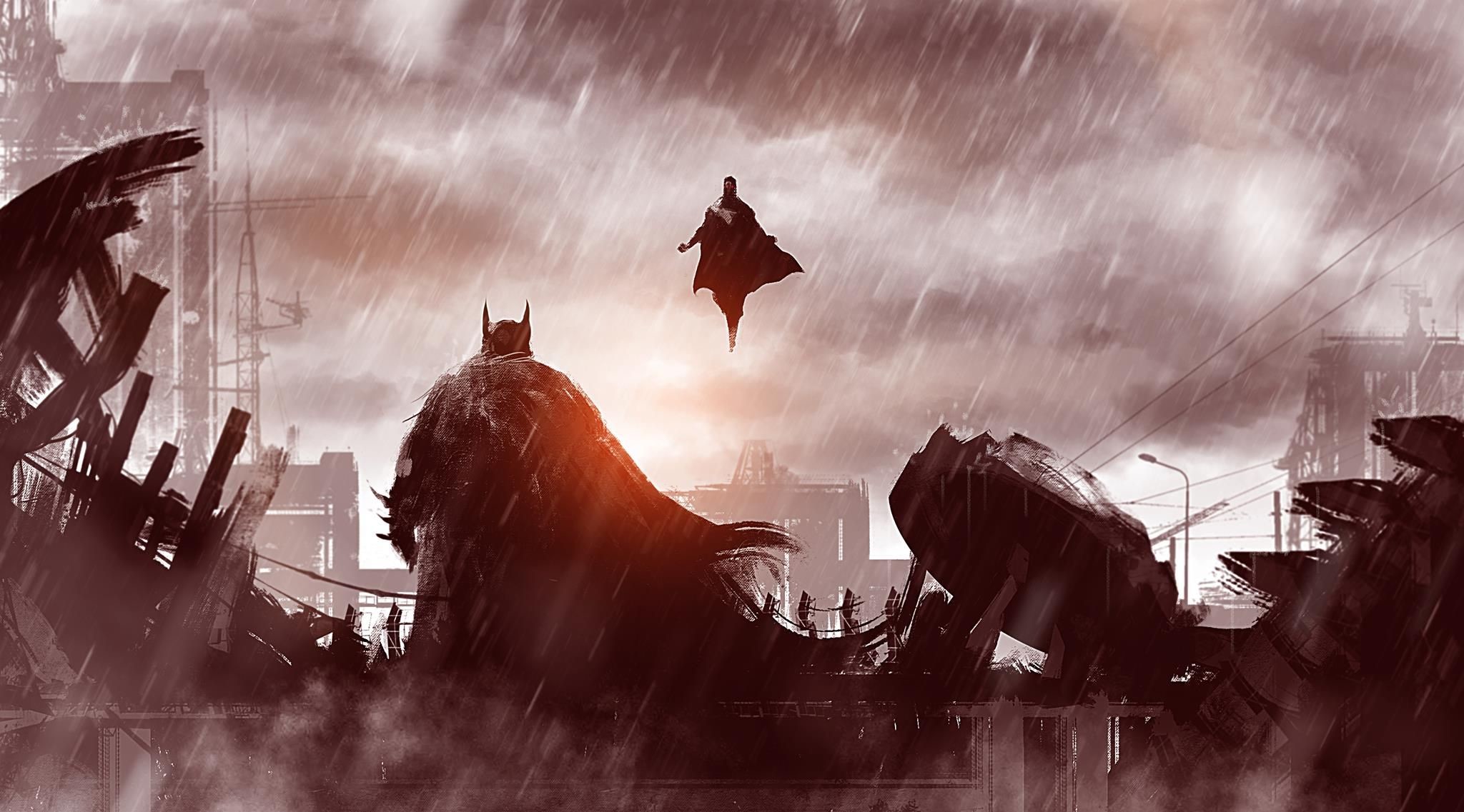 Batman, Superman, Batman v Superman: Dawn of Justice, Rovine, Full HD, sfondo Windows 11