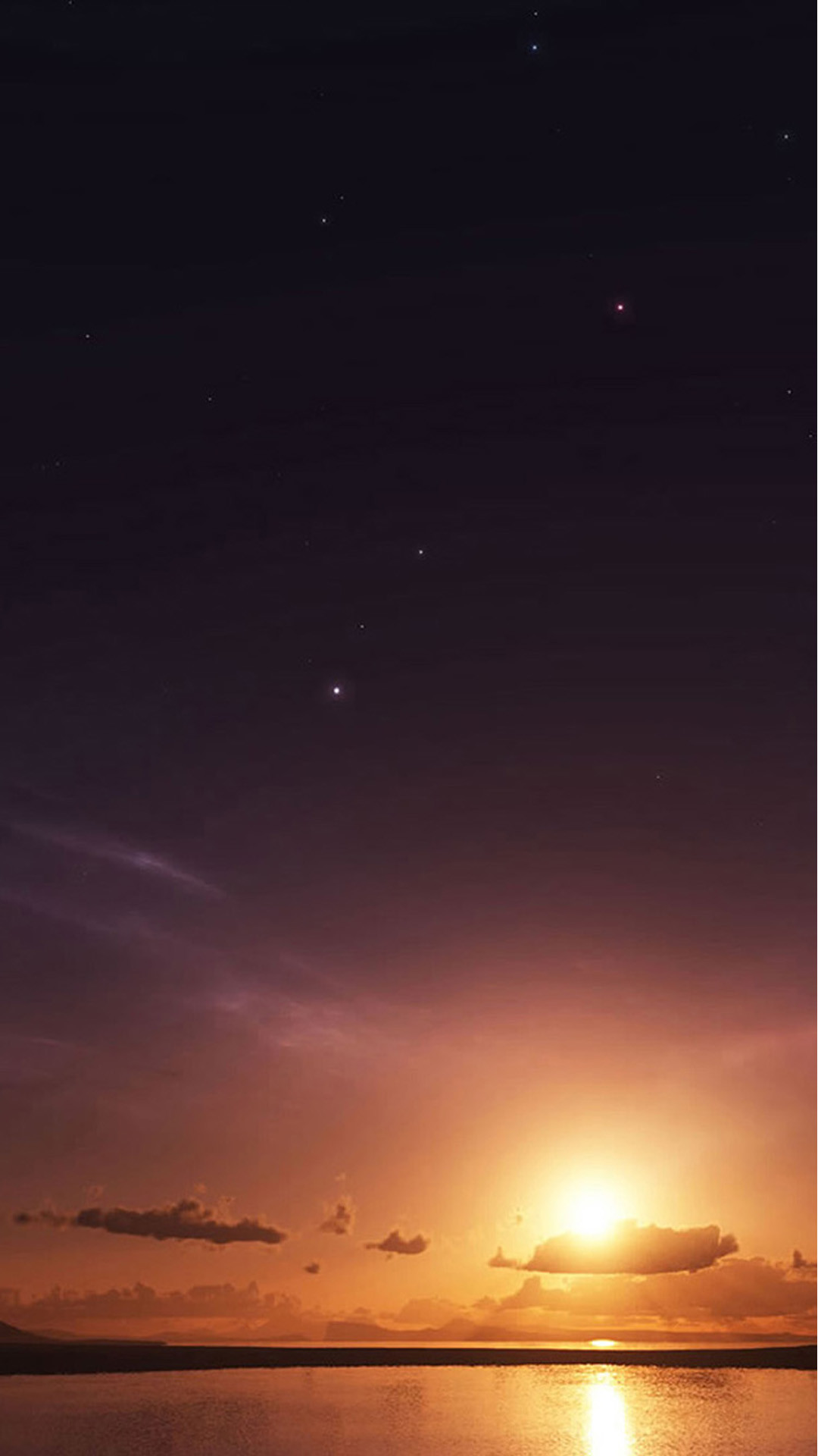 Tramonto, Orizzonte, Cielo scuro, Minimalista, Full HD, sfondo iPhone 6 Plus