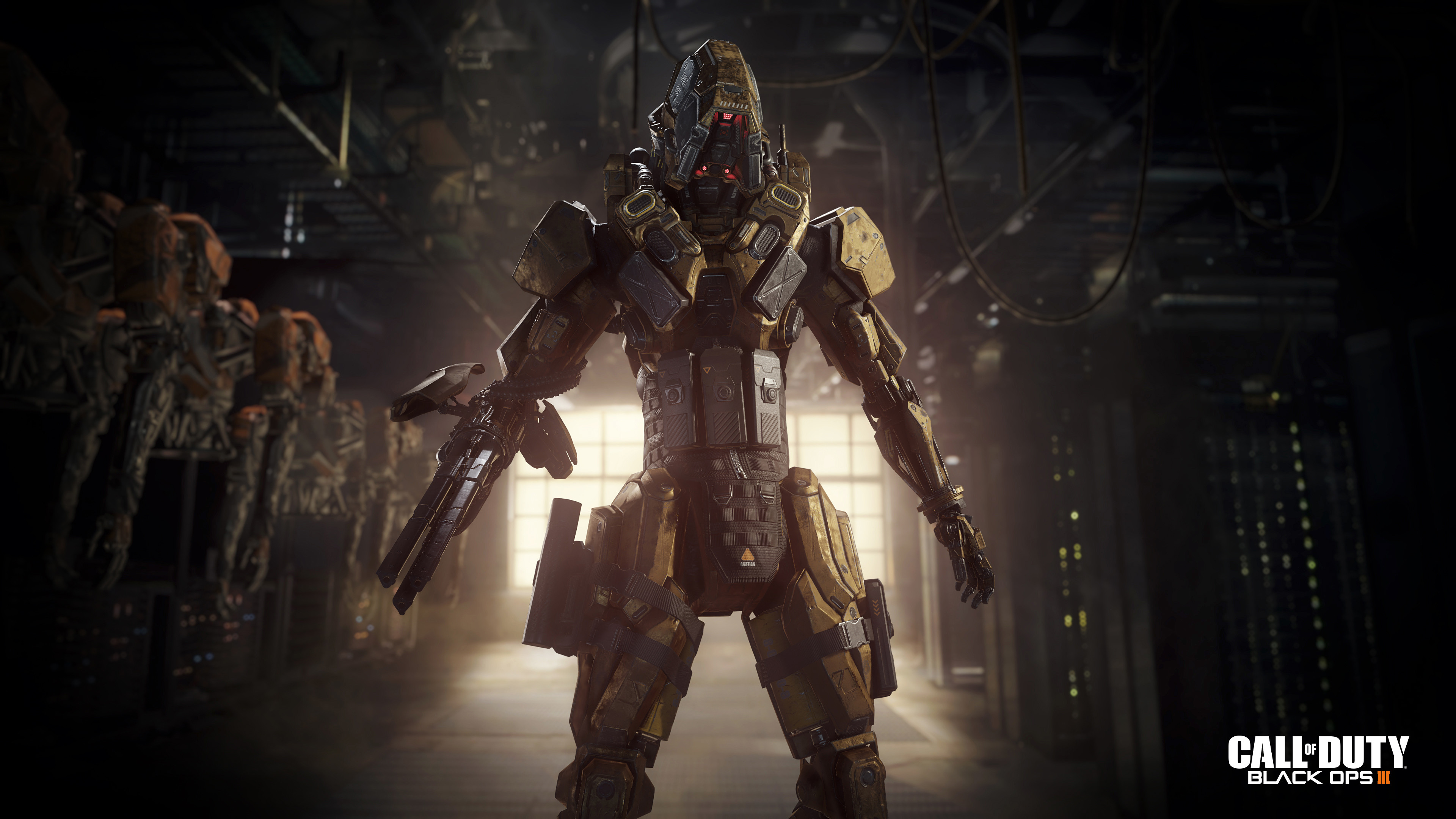 Call of Duty: Black Ops III, Robot, Controluce, Interni, 4K, sfondo desktop