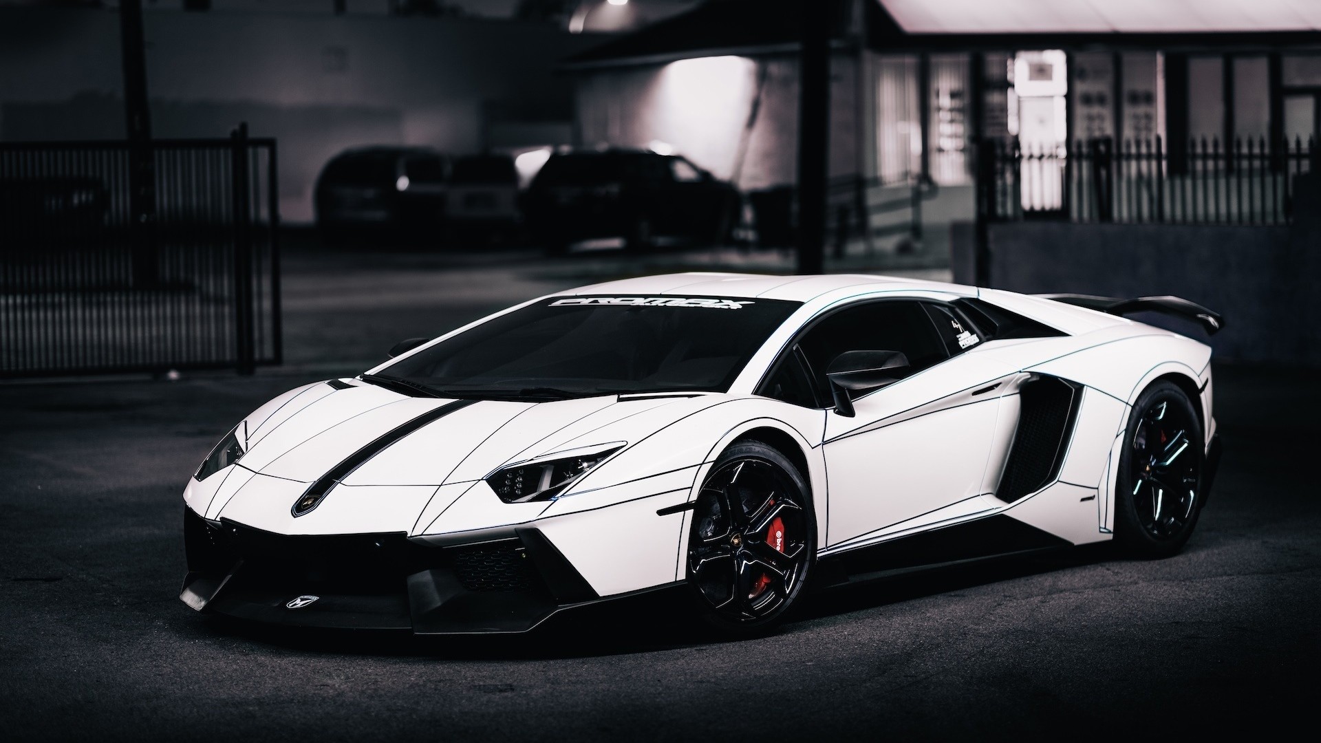 Lamborghini Aventador, Bianco e nero, Strisce, Supercar, Full HD 1080p, sfondo desktop