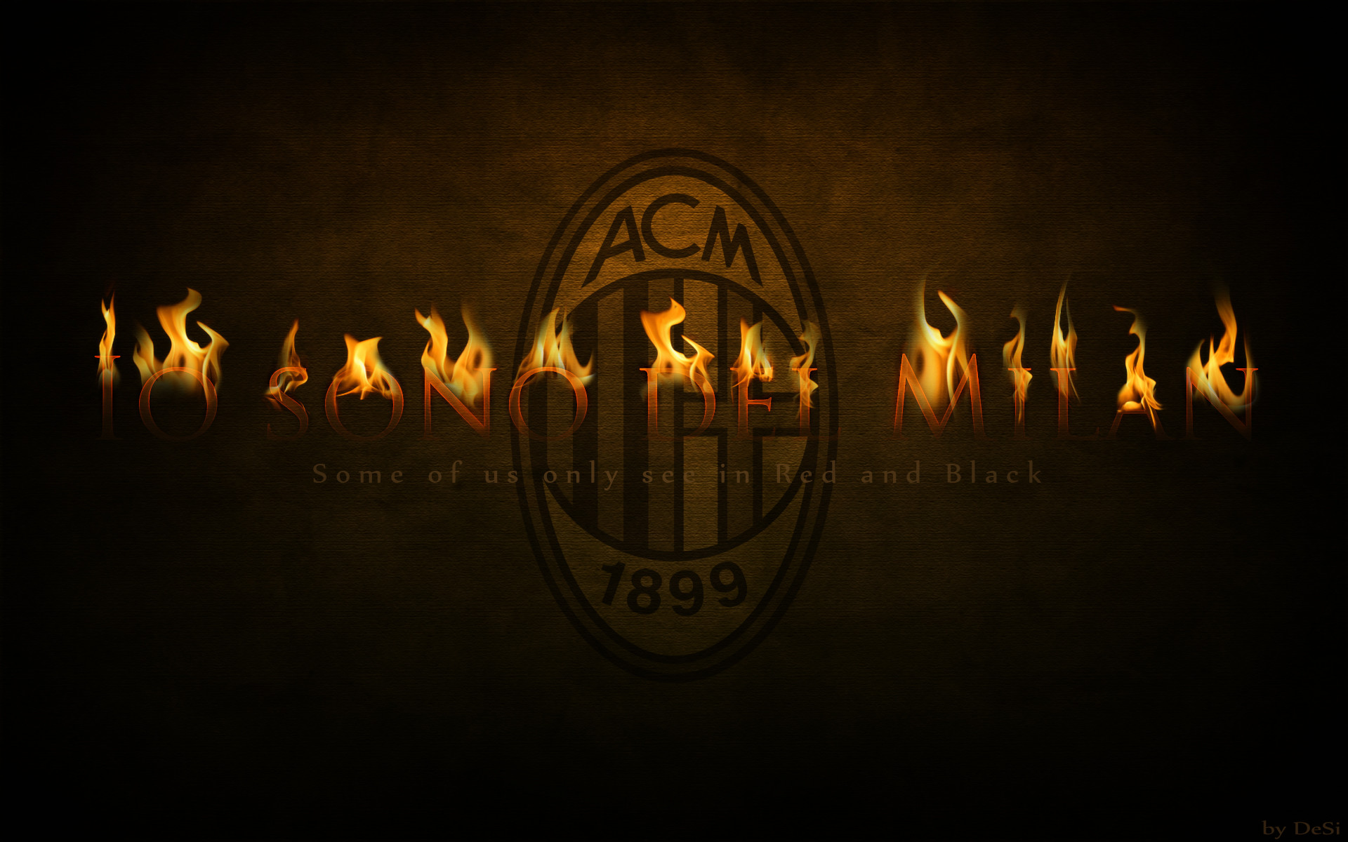 AC Milan, Scritta di fuoco, Stemma, Sfondo scuro, 16:10 Full HD, wallpaper widescreen