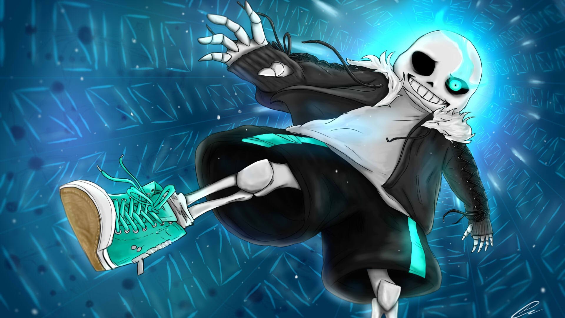 Sans, Undertale, Calcio, Blu, Fan art, Full HD 1080p, sfondo desktop