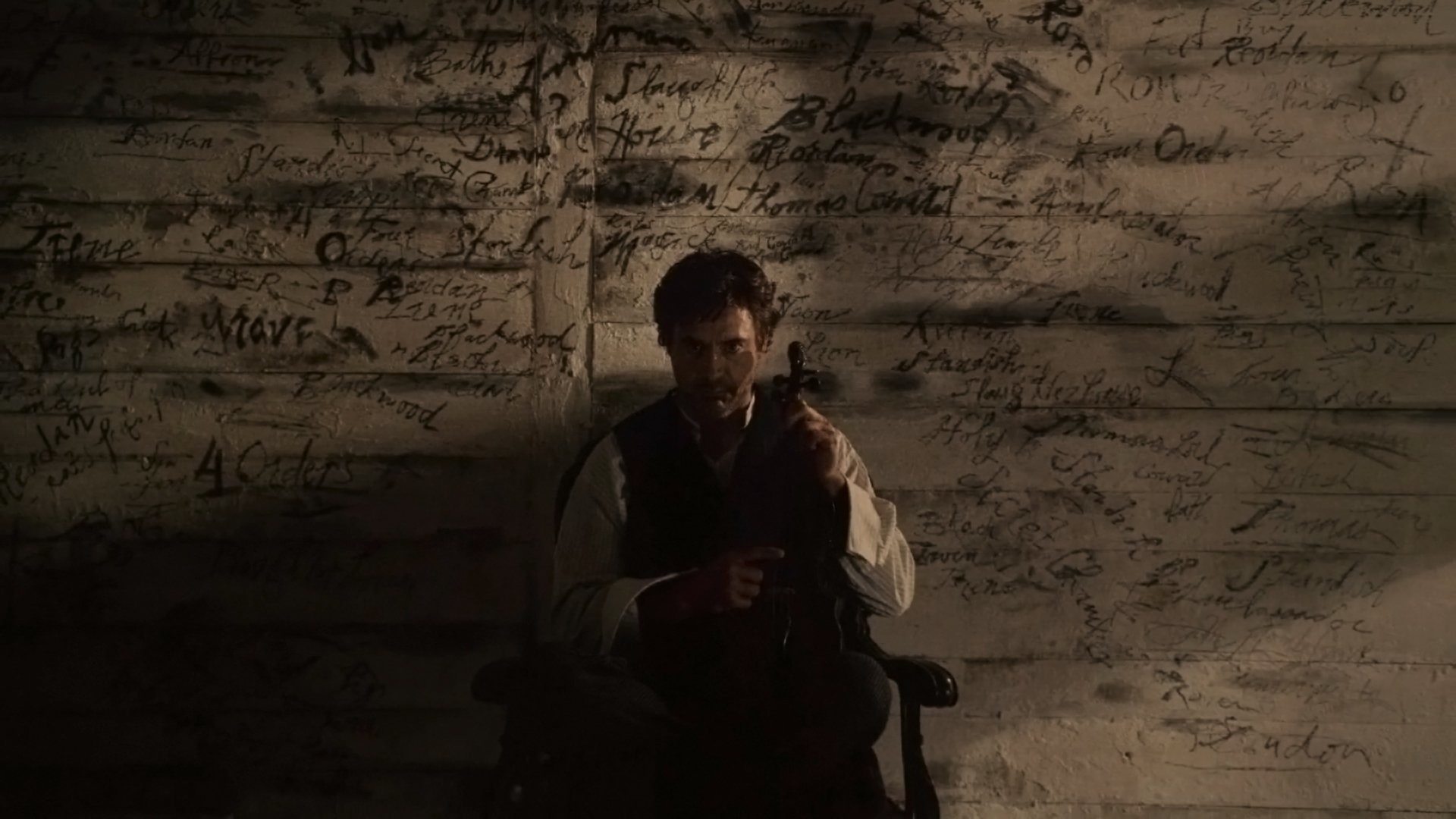 Sherlock Holmes, Muro scritto, Penombra, Full HD, sfondo desktop