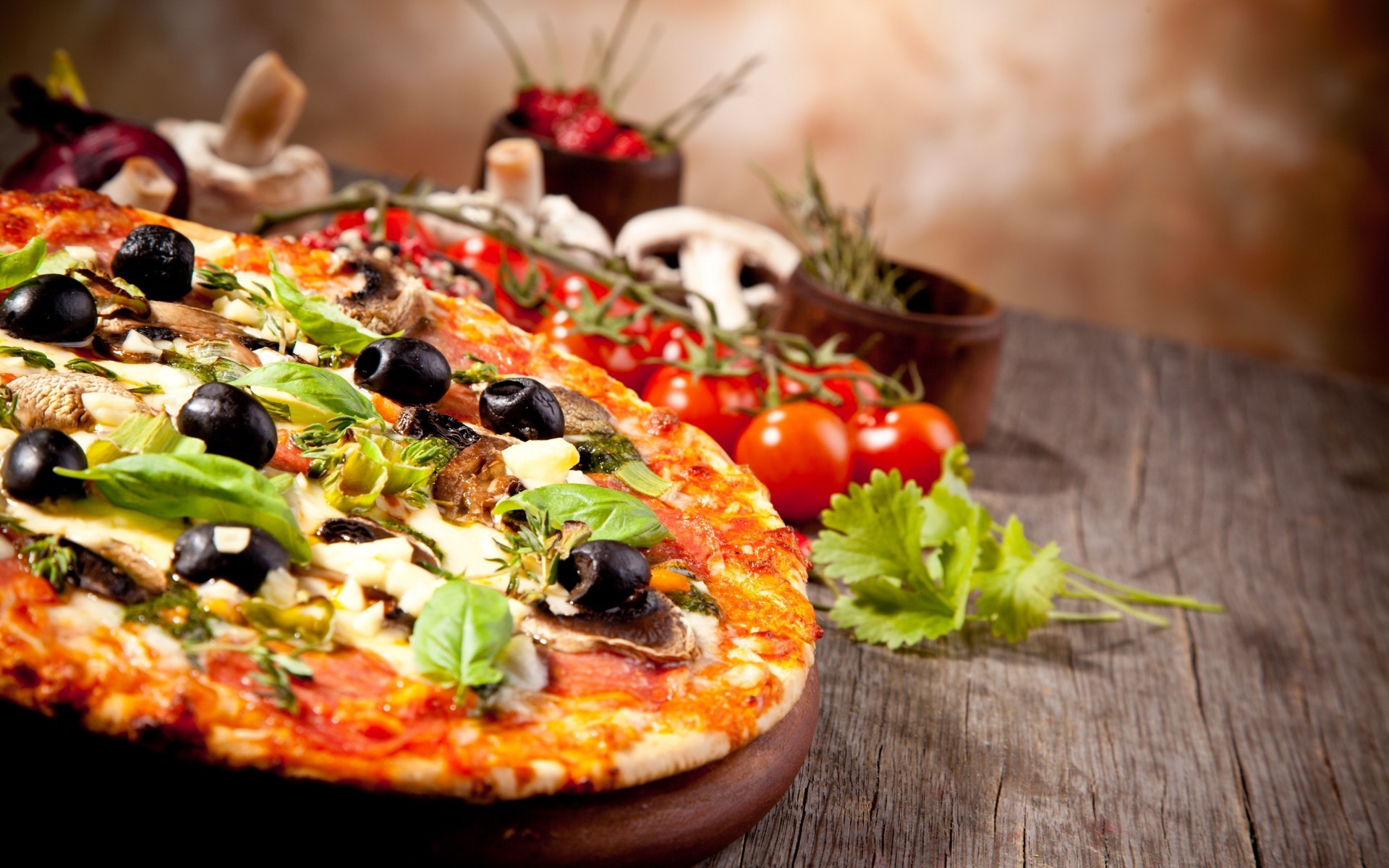 Pizza, Olive, Rucola, Funghi, 1920x1200, sfondo MacBook Pro