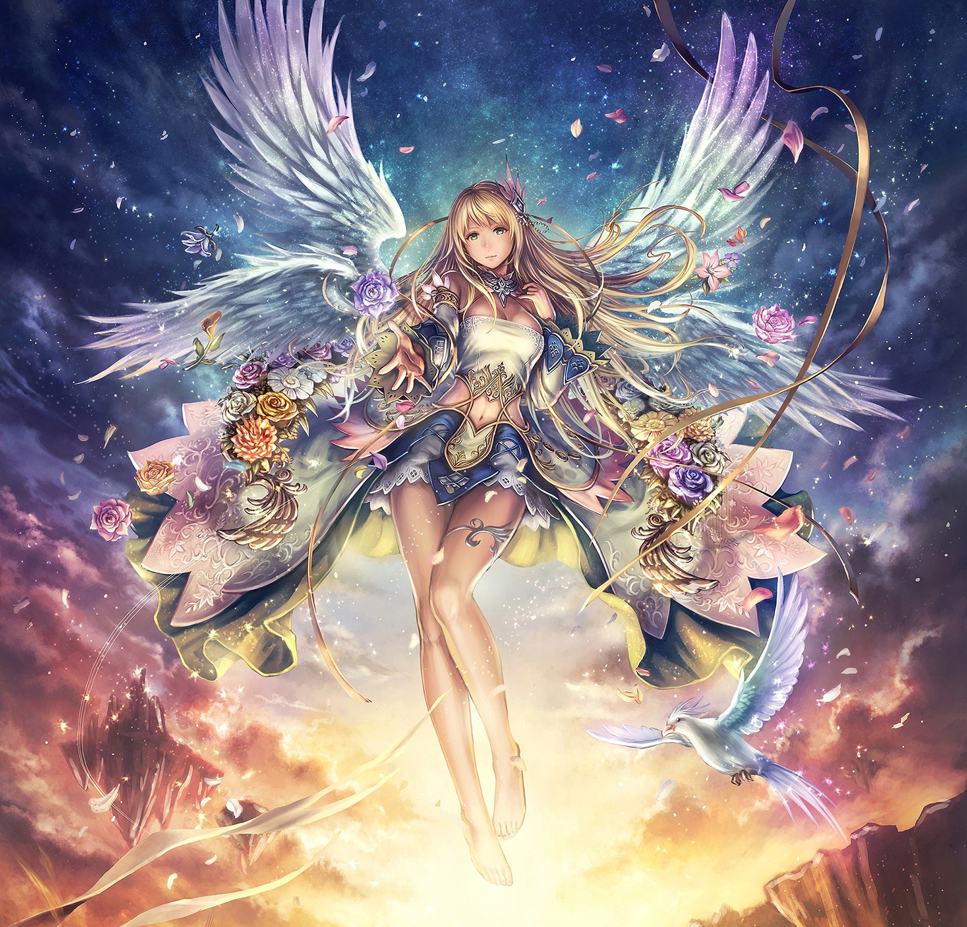 Angelo, Anime, Ali, Colori vivaci, Full HD, schermata di blocco iPad