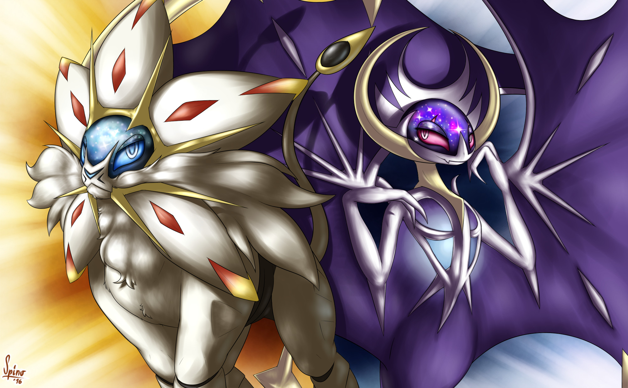 Solgaleo, Lunala, Pokémon Sole e Luna, Pokémon, 2000x1237, sfondo MacBook Pro