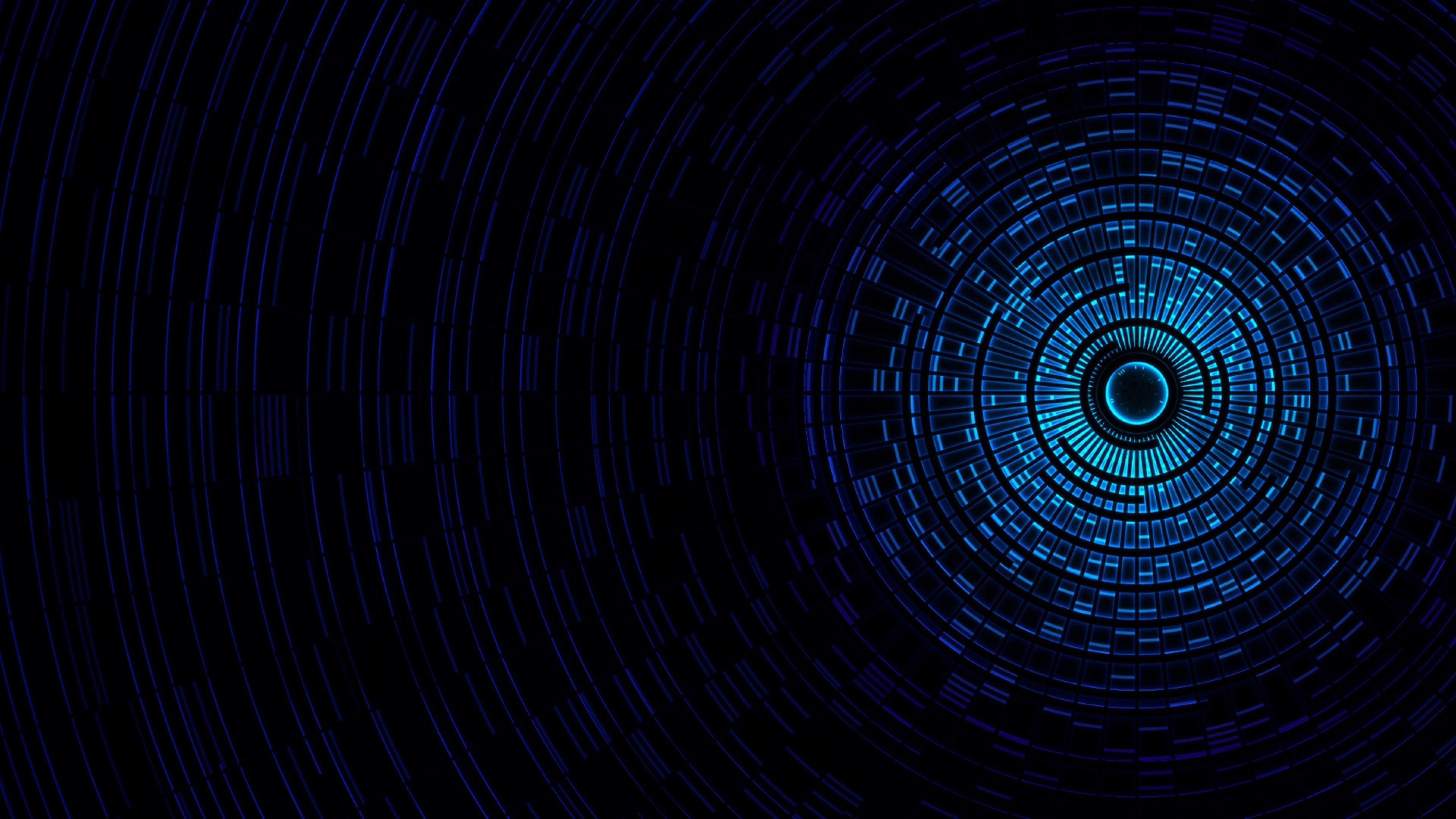 Cerchi, Codice, Blu, Sfondo nero, 4K, wallpaper desktop