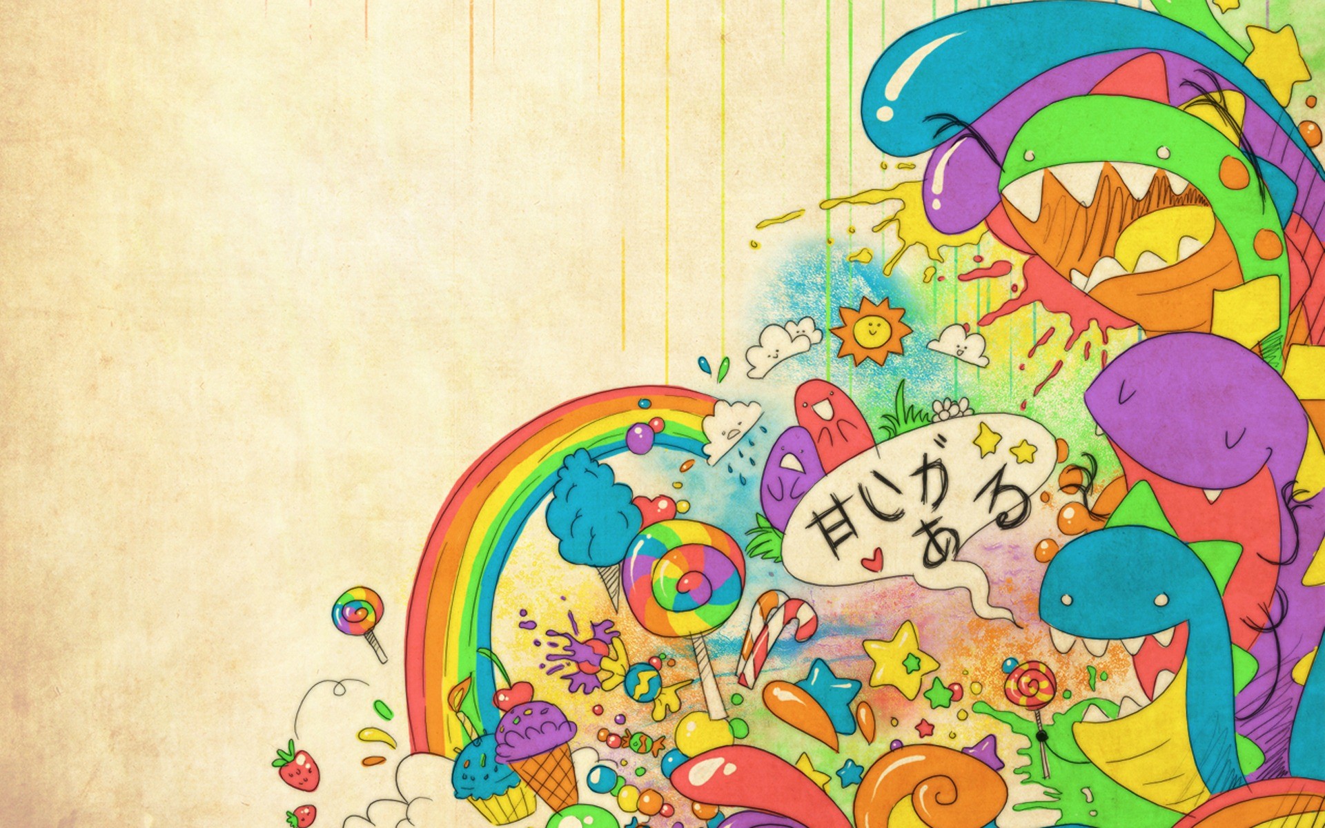 Doodle, Arcobaleno, Mostriciattoli, Colori vivaci, 1920x1200, sfondo MacBook Pro