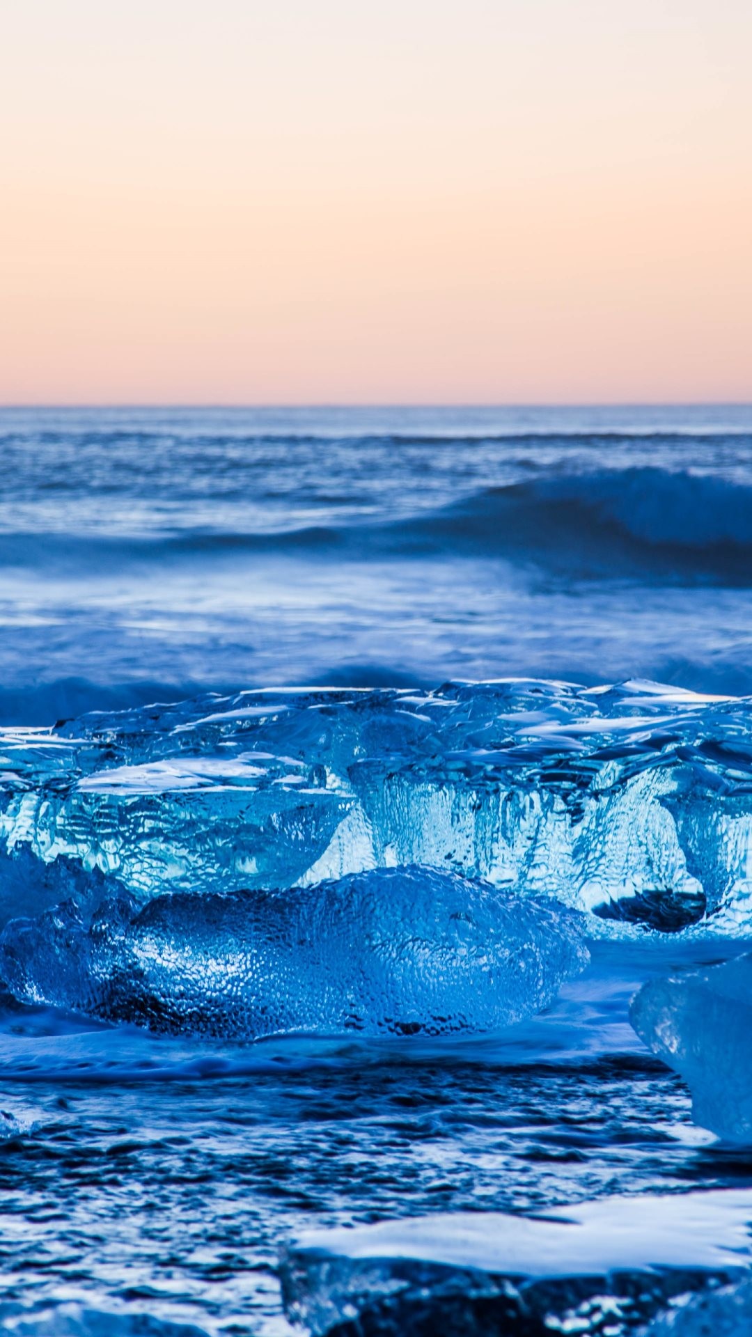 Ghiaccio, Onde, Mare, Blu, sfondo Full HD per smartphone