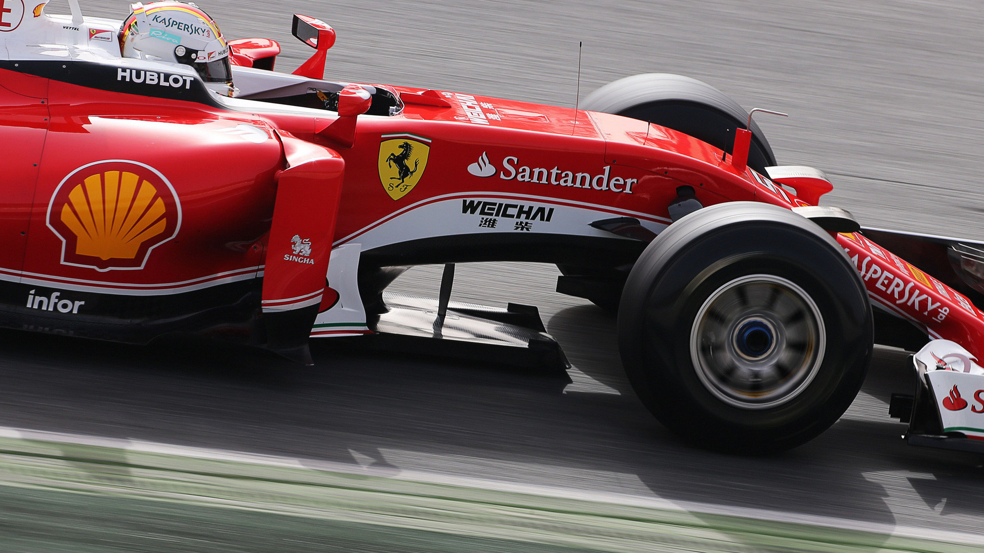 Ferrari SF16-H, Formula 1, Scuderia Ferrari, Shell, Santander, Rosso, sfondo per il tuo desktop