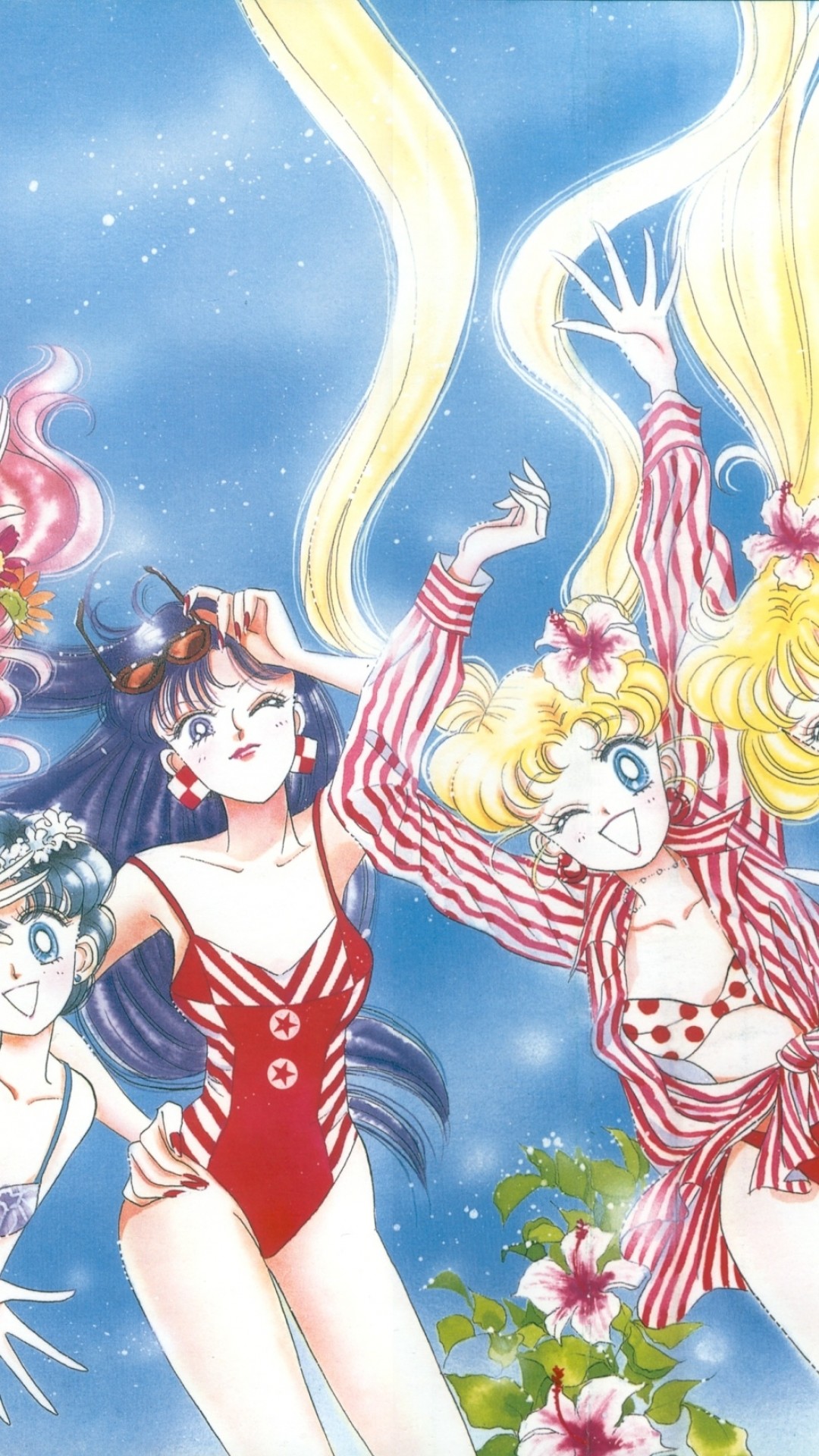 Usagi Tsukino, Rei Hino, Sailor Moon, Acquerello, Full HD, sfondo per smartphone