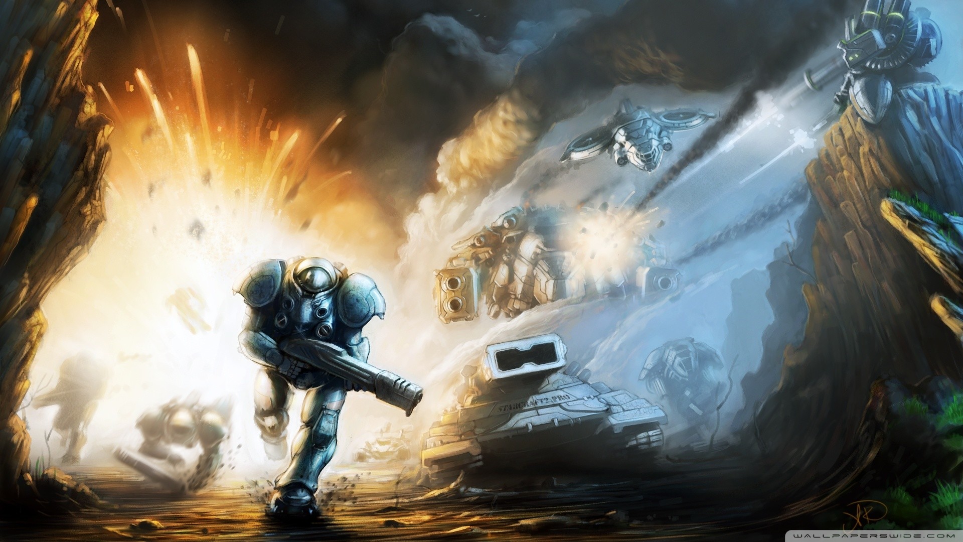 StarCraft II, Marine terrestre, Esplosione, Battaglia, Full HD 1080p, sfondo desktop