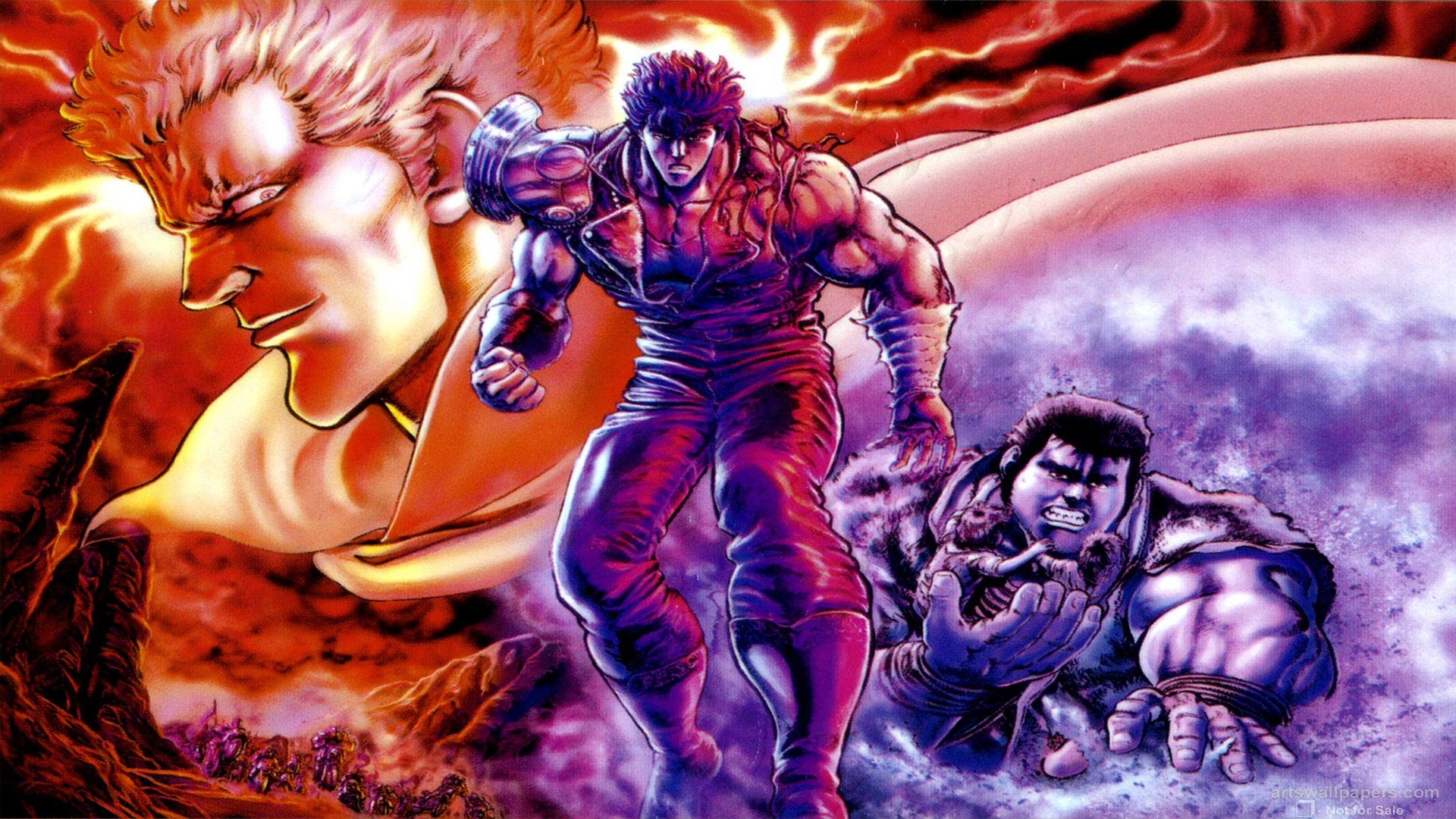 Kenshiro, Raoh, Ken il guerriero, Colori vivaci, Manga, Full HD 1080p, sfondo desktop