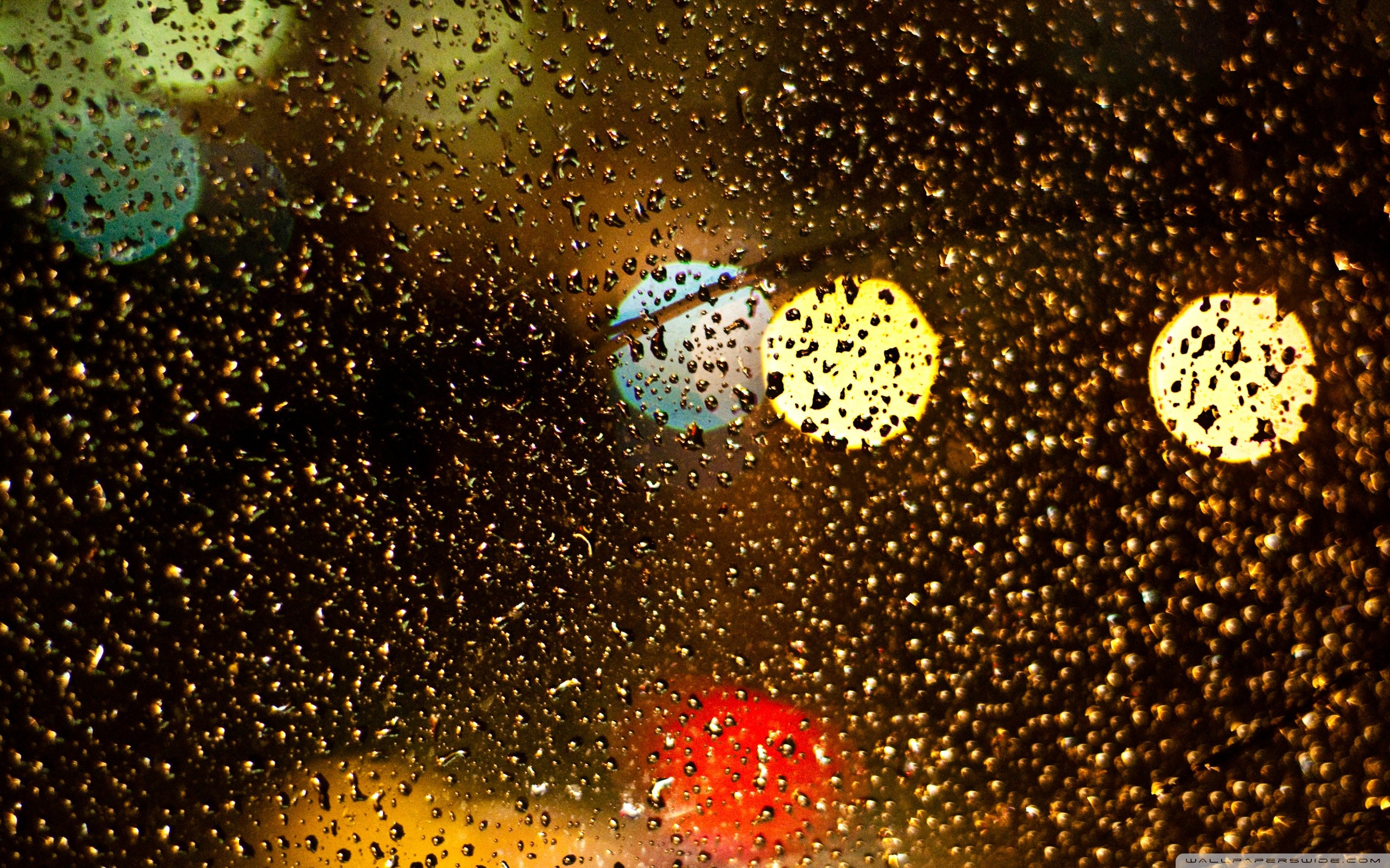 Gocce di pioggia, Vetro, Bokeh, Luci, 2560x1600, wallpaper desktop