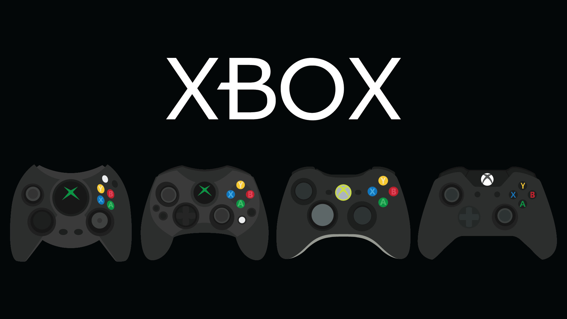 Xbox, Controller, Evoluzione, Sfondo nero, Full HD, wallpaper per PC