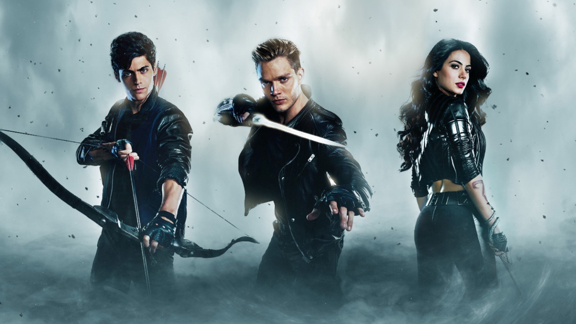 Matthew Daddario, Dominic Sherwood, Emeraude Toubia, Shadowhunters, Arco, Spada, Nebbia, wallpaper Full HD