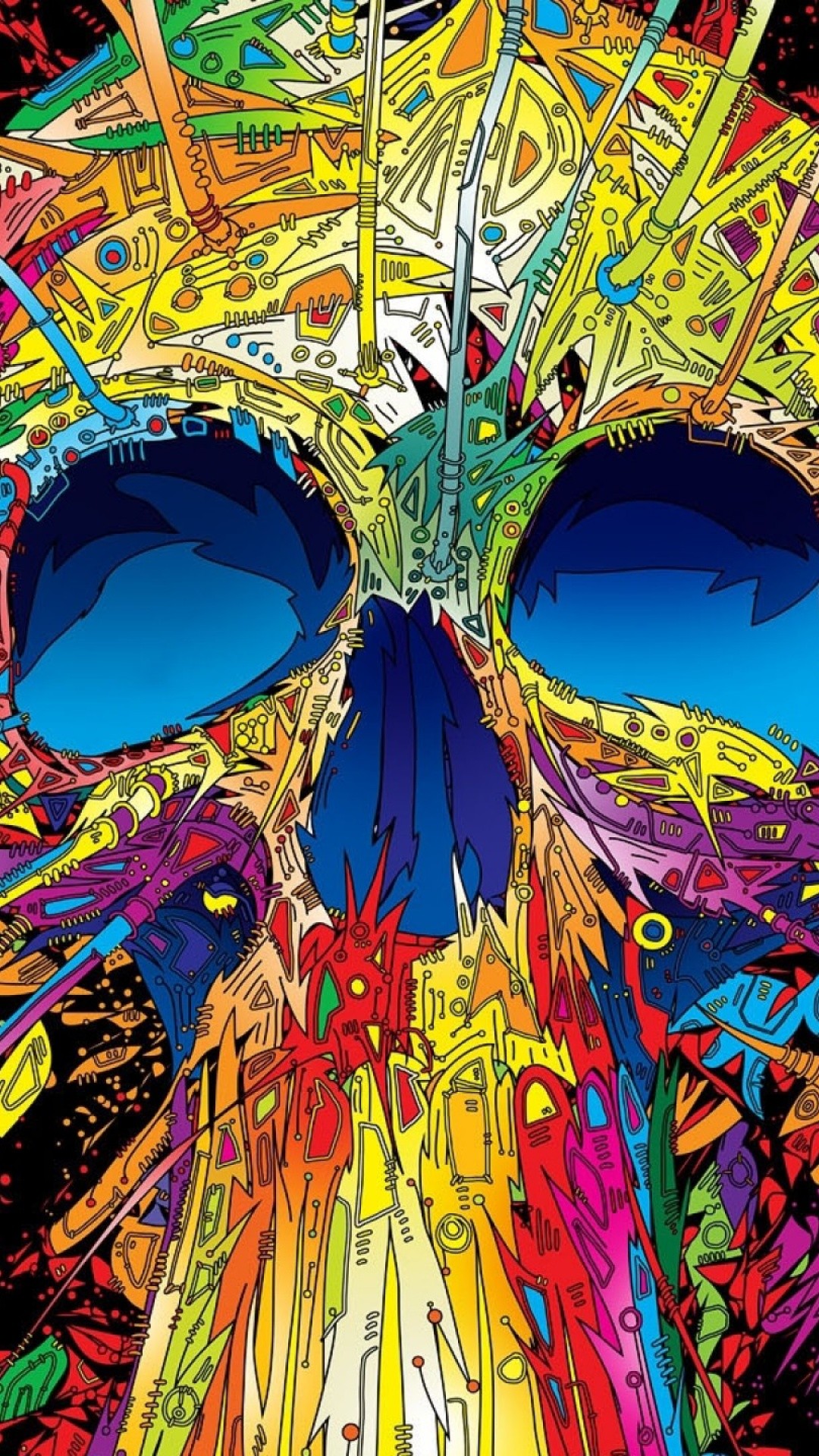 Teschio, Arte psichedelica, Colori vivaci, Illustrazione, Full HD, sfondo iPhone 5C