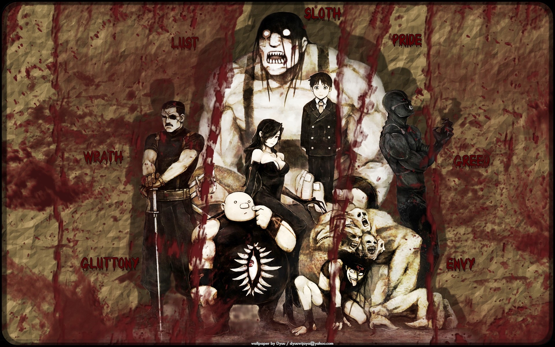 Homunculus, Fullmetal Alchemist: Brotherhood, Pride, Wrath, Lust, Gluttony, Sloth, Envy, Greed, sfondo Full HD