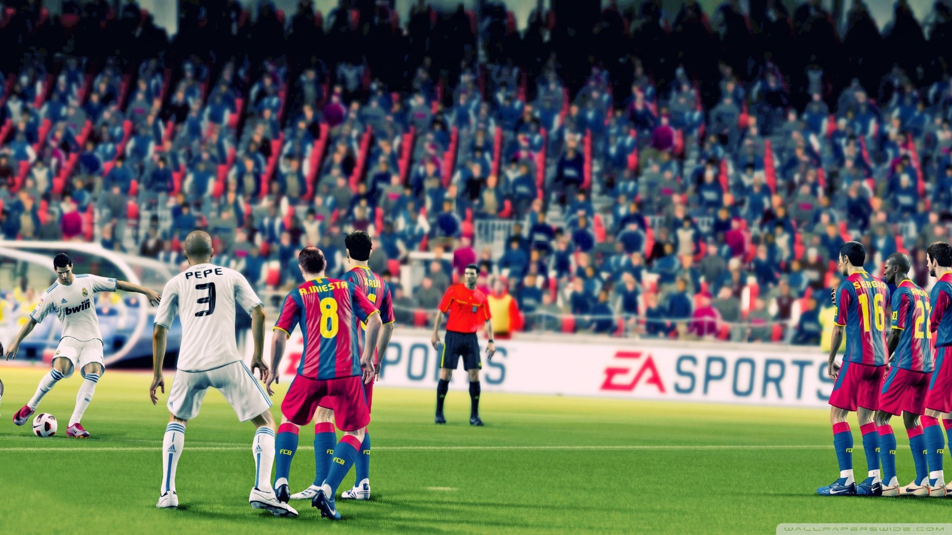 FC Barcelona, Real Madrid, Barriera, Calcio di punizione, 1920x1080, sfondo per PC