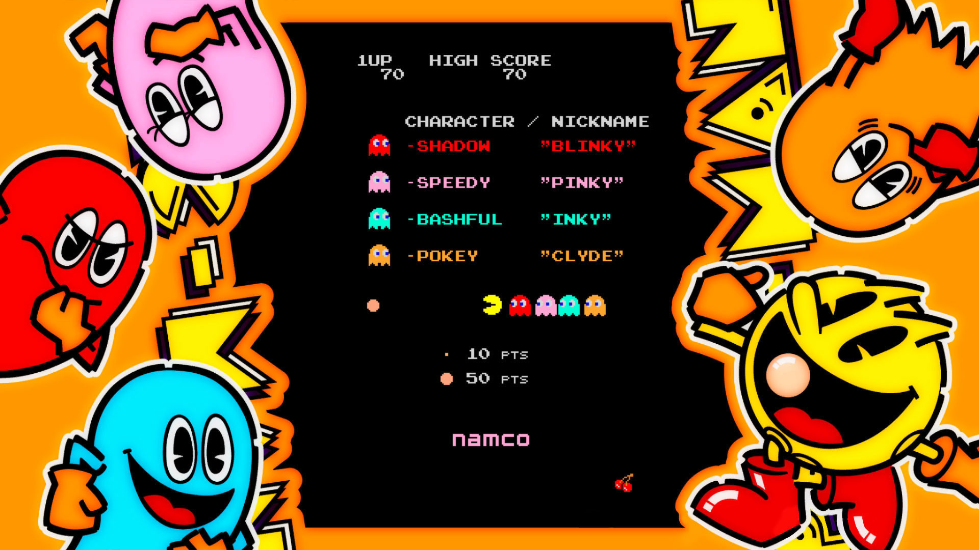 Pac-Man, Blinky, Pinky, Inky, Clyde, Namco, Full HD, sfondo per PC