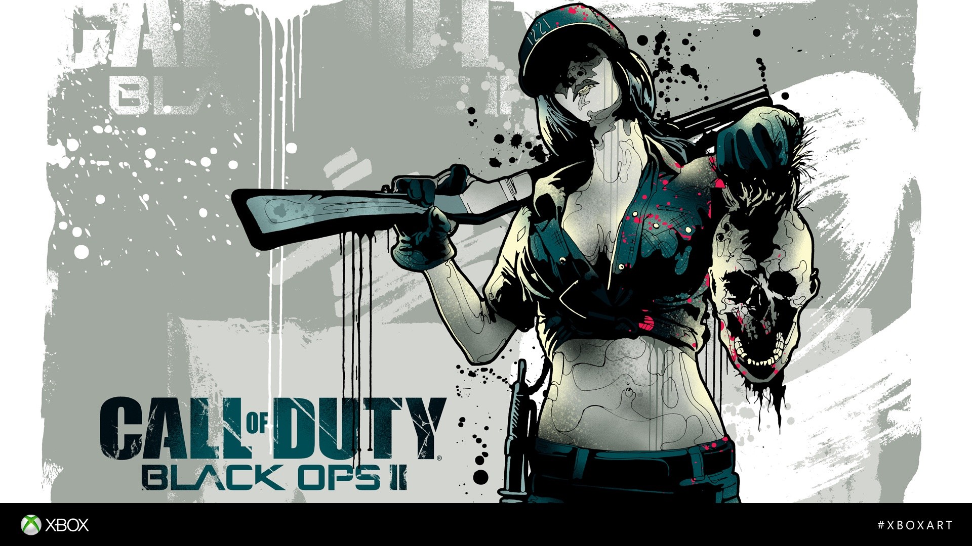 Call of Duty: Black Ops II, Xbox, Illustrazione, Bianco e nero, 16:9 Full HD, wallpaper widescreen