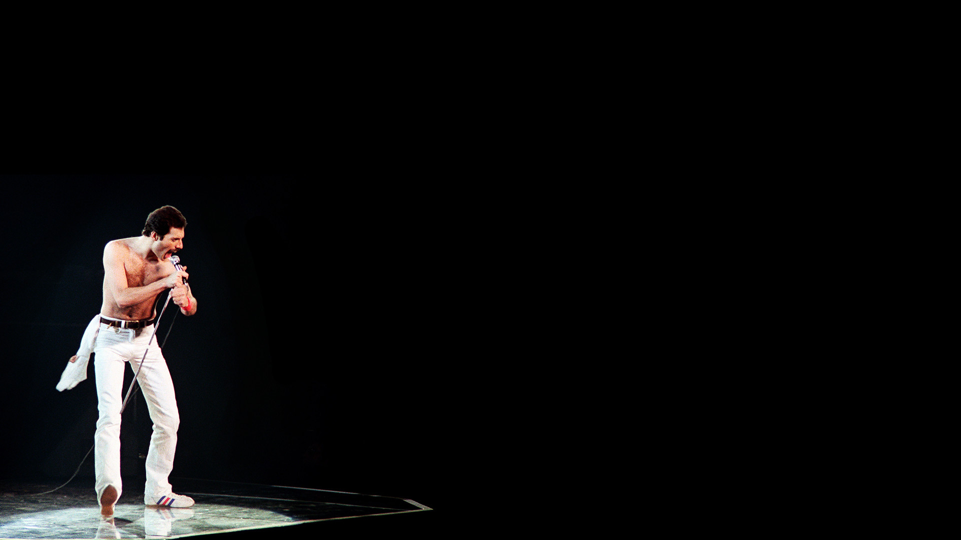 Freddie Mercury, Queen, Palco, Sfondo nero, Full HD, wallpaper desktop