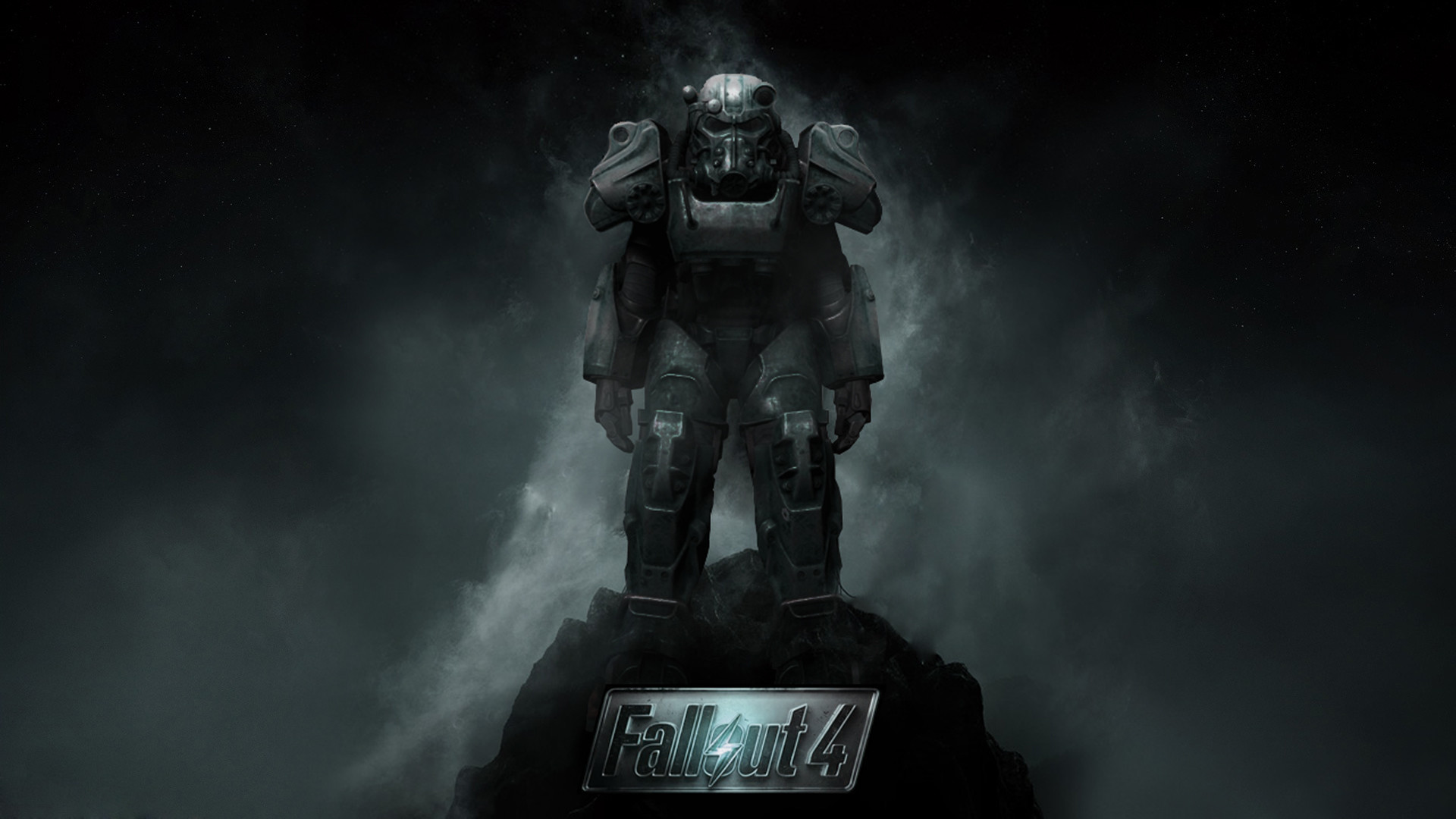 Fallout 4, Armatura atomica, Logo, Sfondo scuro, Full HD, wallpaper per computer