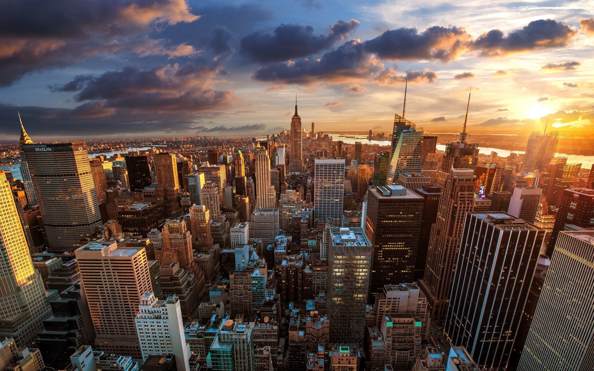 Empire State Building, Midtown, Manhattan, Tramonto, 1920x1200, immagine di sfondo