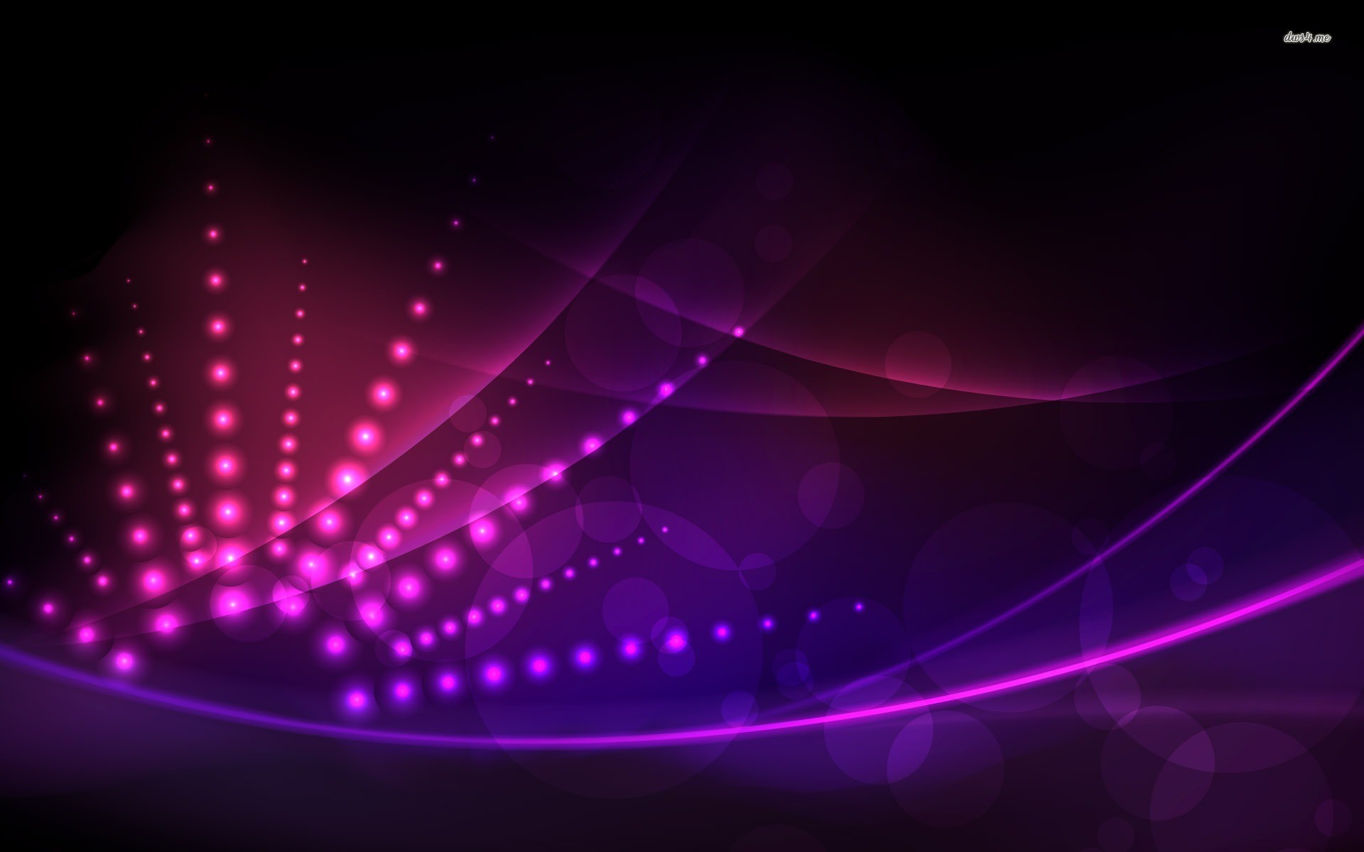 Puntini luminosi, Viola, Onde, Sfondo nero, Full HD, wallpaper per PC