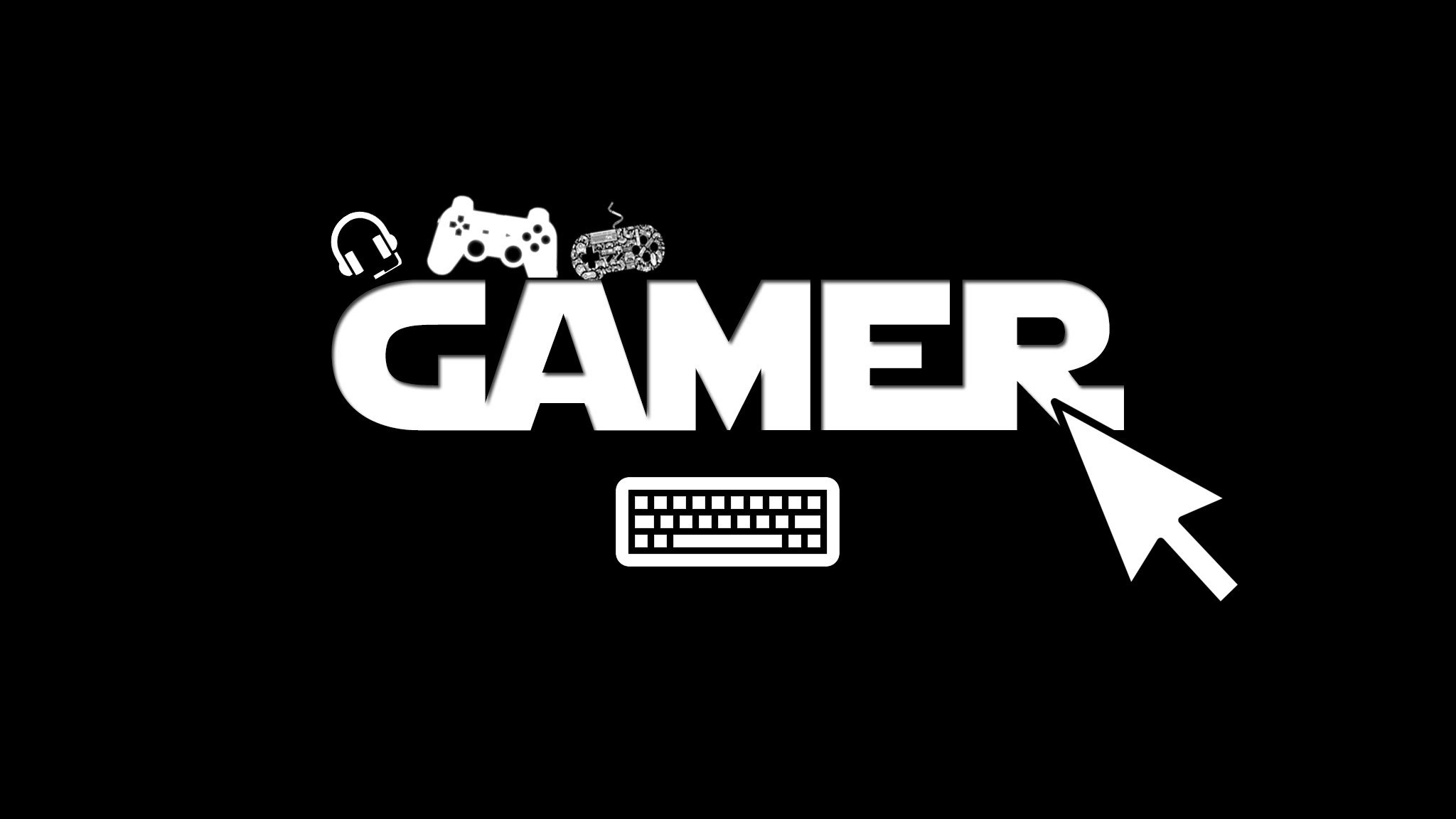 Gamer, Controller, Tastiera, Bianco e nero, Full HD, sfondo per PC e portatile
