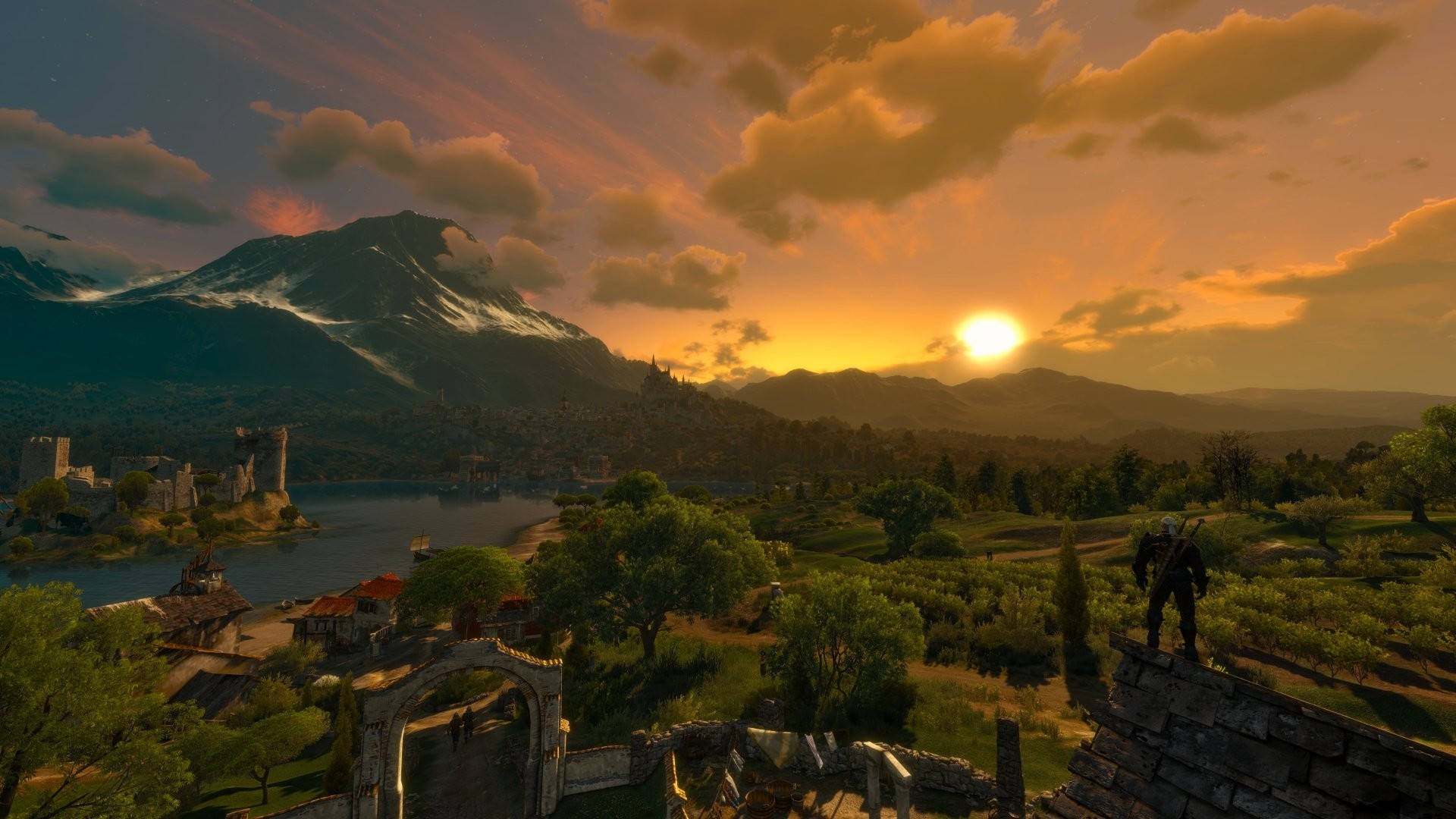 Toussaint, The Witcher 3: Wild Hunt, Tramonto, Paesaggio, 1920x1080, immagine di sfondo