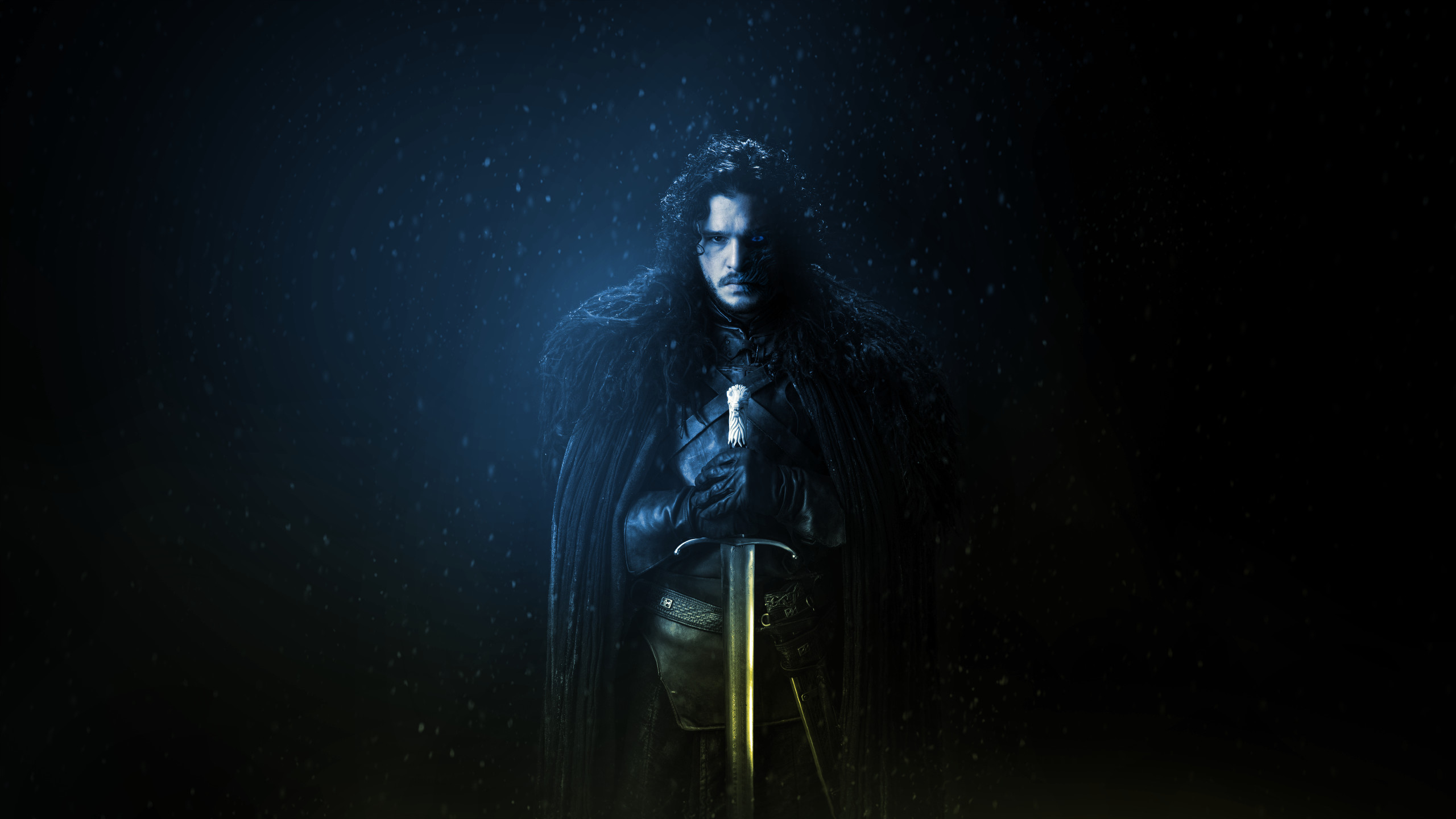 Jon Snow, Kit Harington, Il Trono di Spade, Nevicata, Spada, 2560x1440, immagine di sfondo