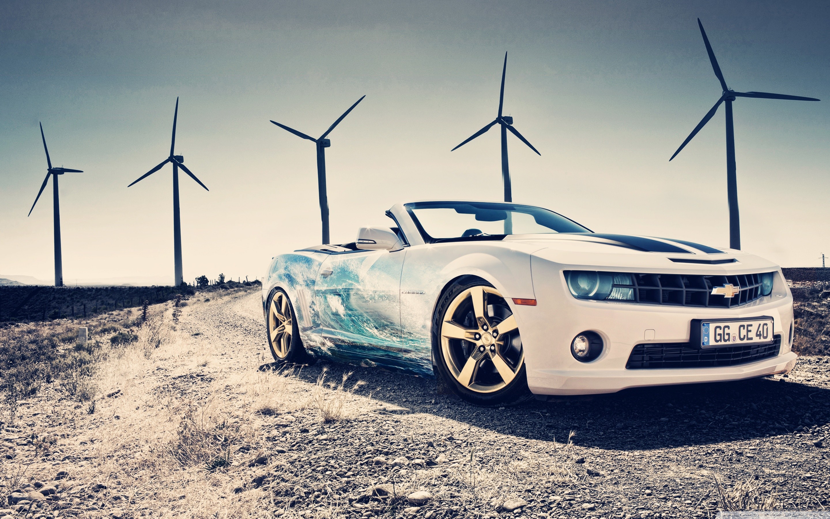 Chevrolet Camaro Cabriolet, Pale eoliche, Decal, Bianco, 2880x1800, sfondo MacBook Pro