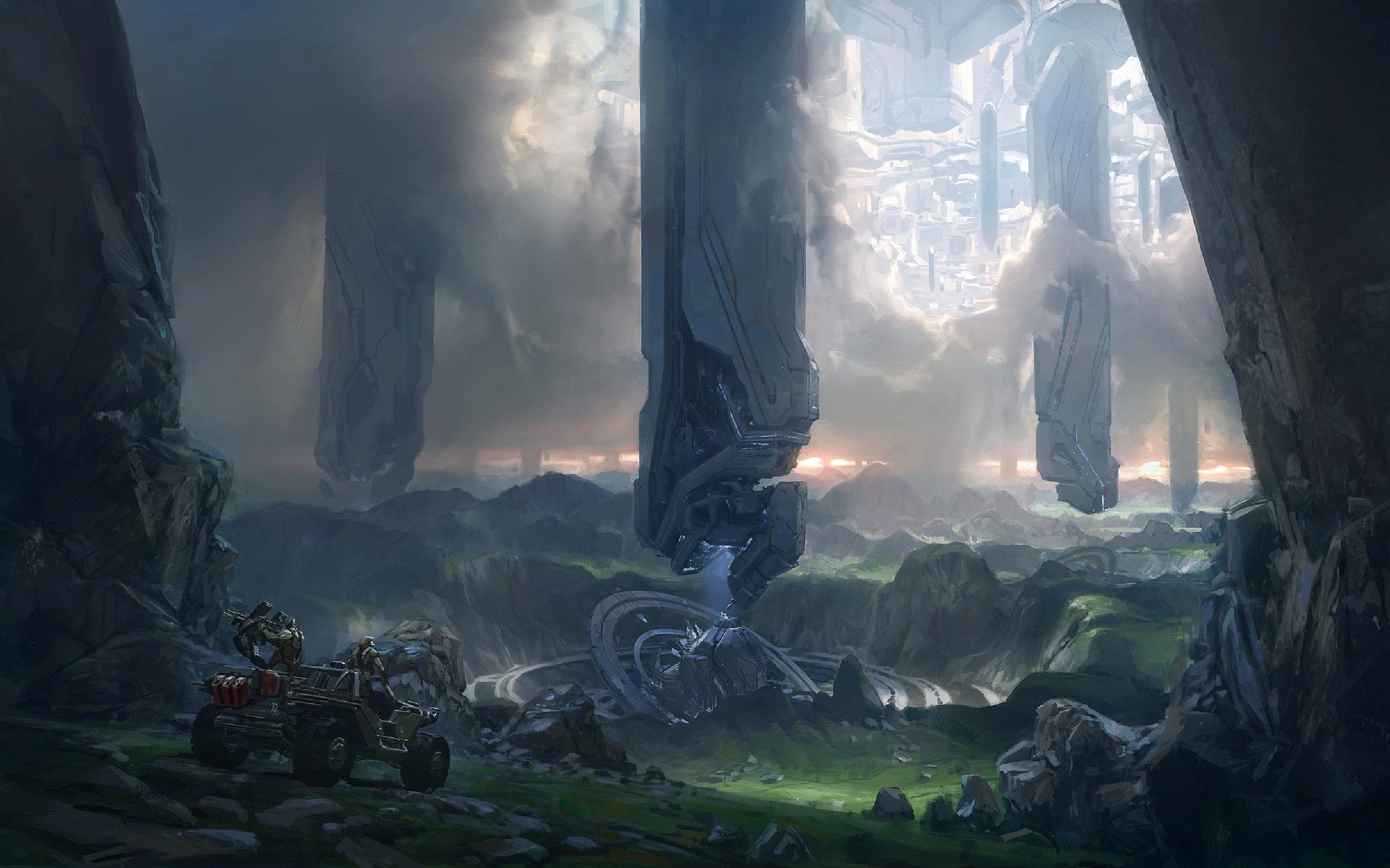 Halo, Halo 4, Paesaggio alieno, Strutture Forerunner, 2K, sfondo Windows 11