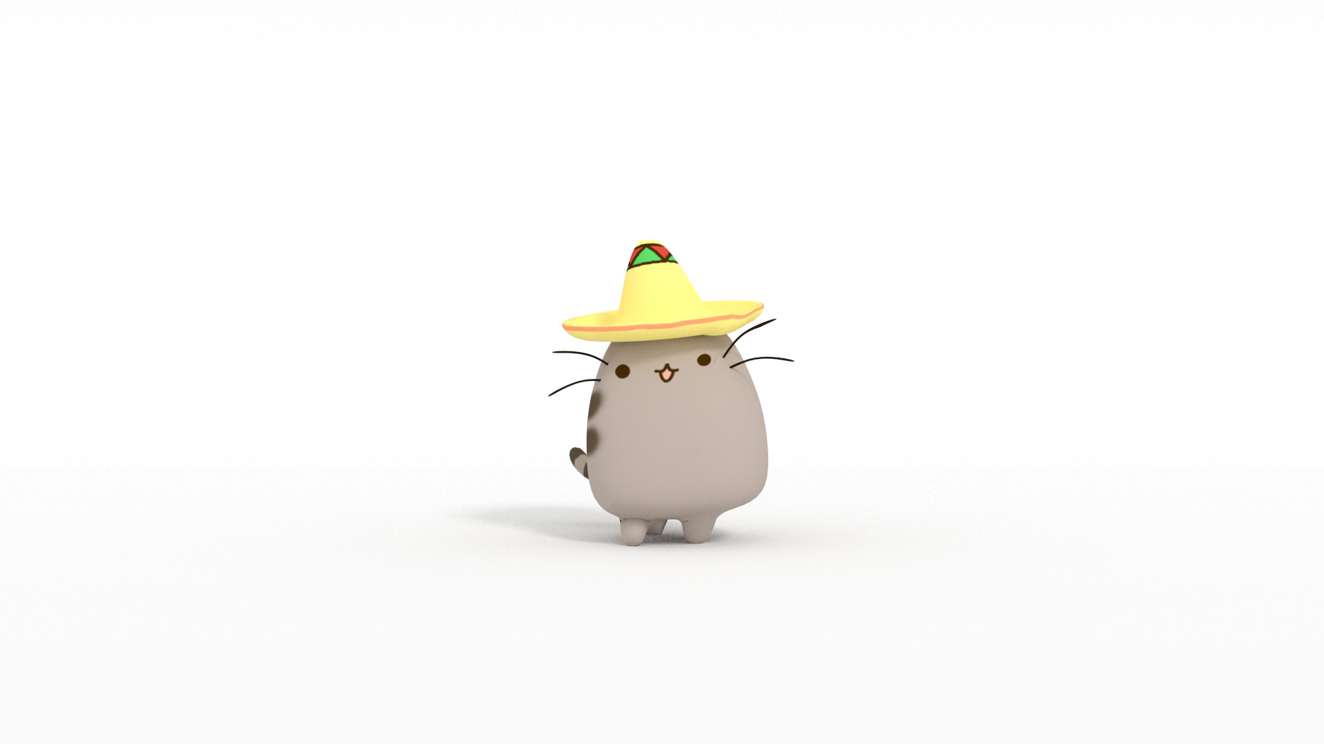 Pusheen, Sombrero, Rendering 3D, Full HD, sfondo per PC