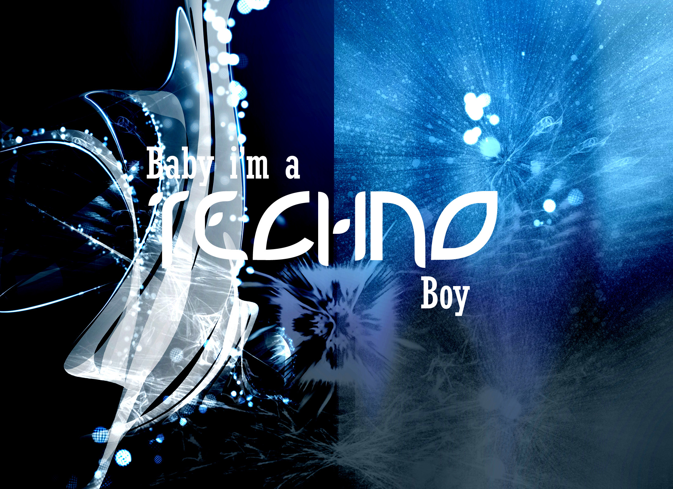 Baby I'm a Techno Boy, Scritta, Blu, Full HD, sfondo per PC