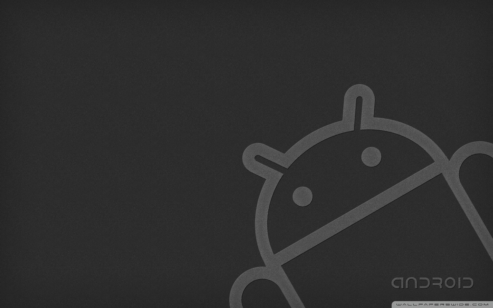 Android, Bugdroid, Logo Android, Sfondo grigio scuro, Minimalista, wallpaper desktop Full HD