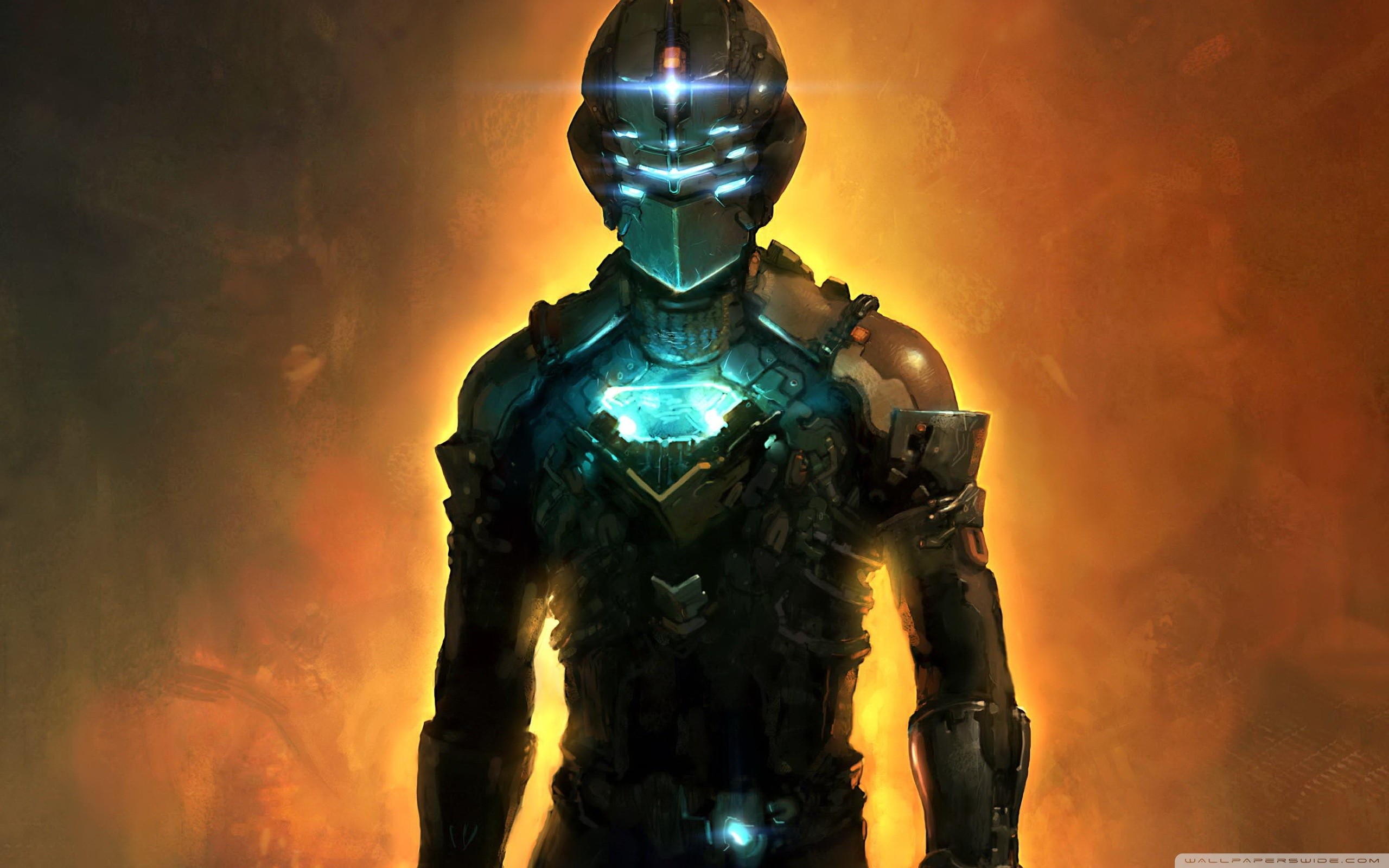 Isaac Clarke, Dead Space 2, Controluce, Fiamme, Arancione, 2560x1600, sfondo MacBook Pro