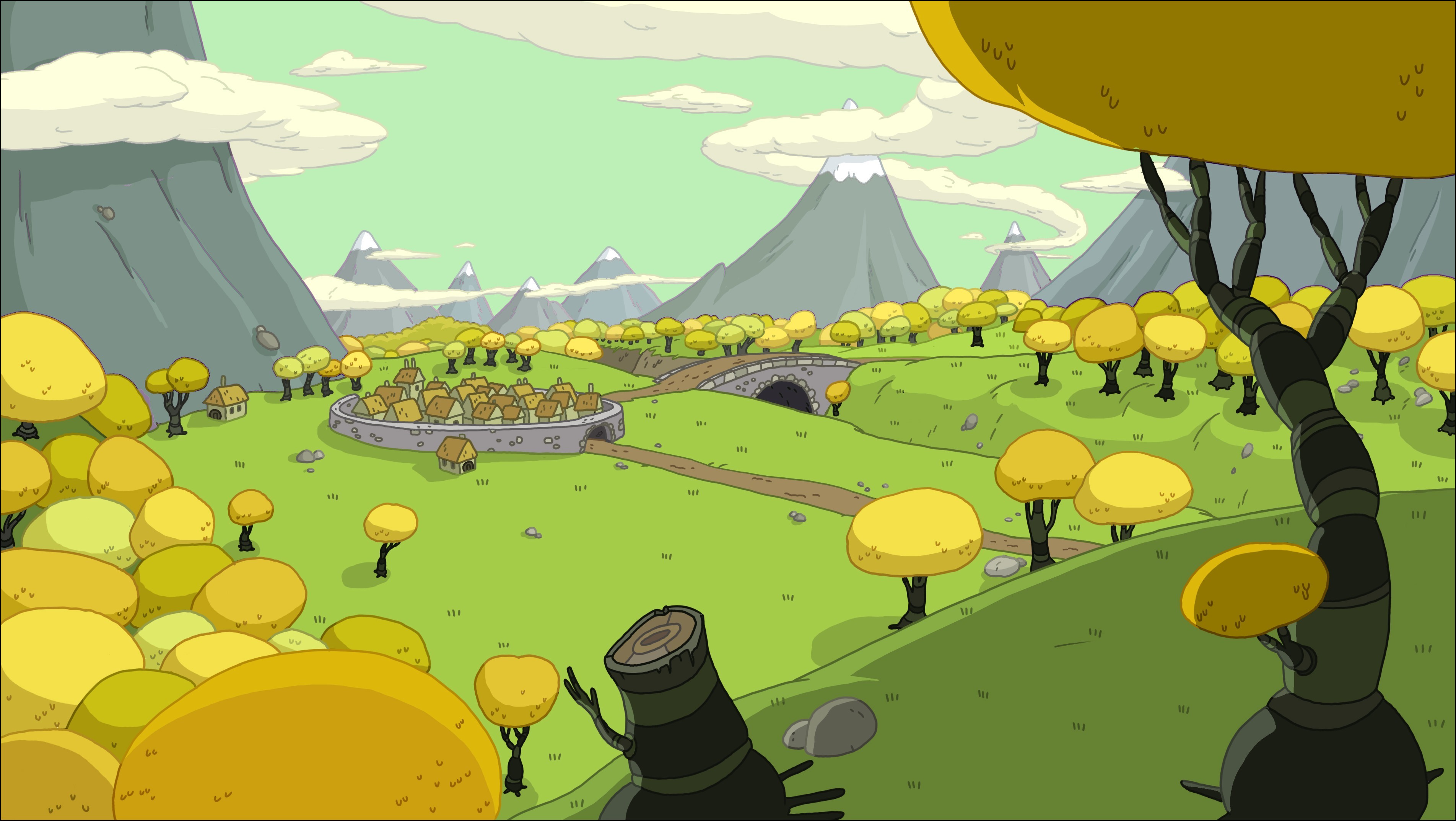 Adventure Time, Terra di Ooo, Paesaggio, Colline, 2K, sfondo per portatile