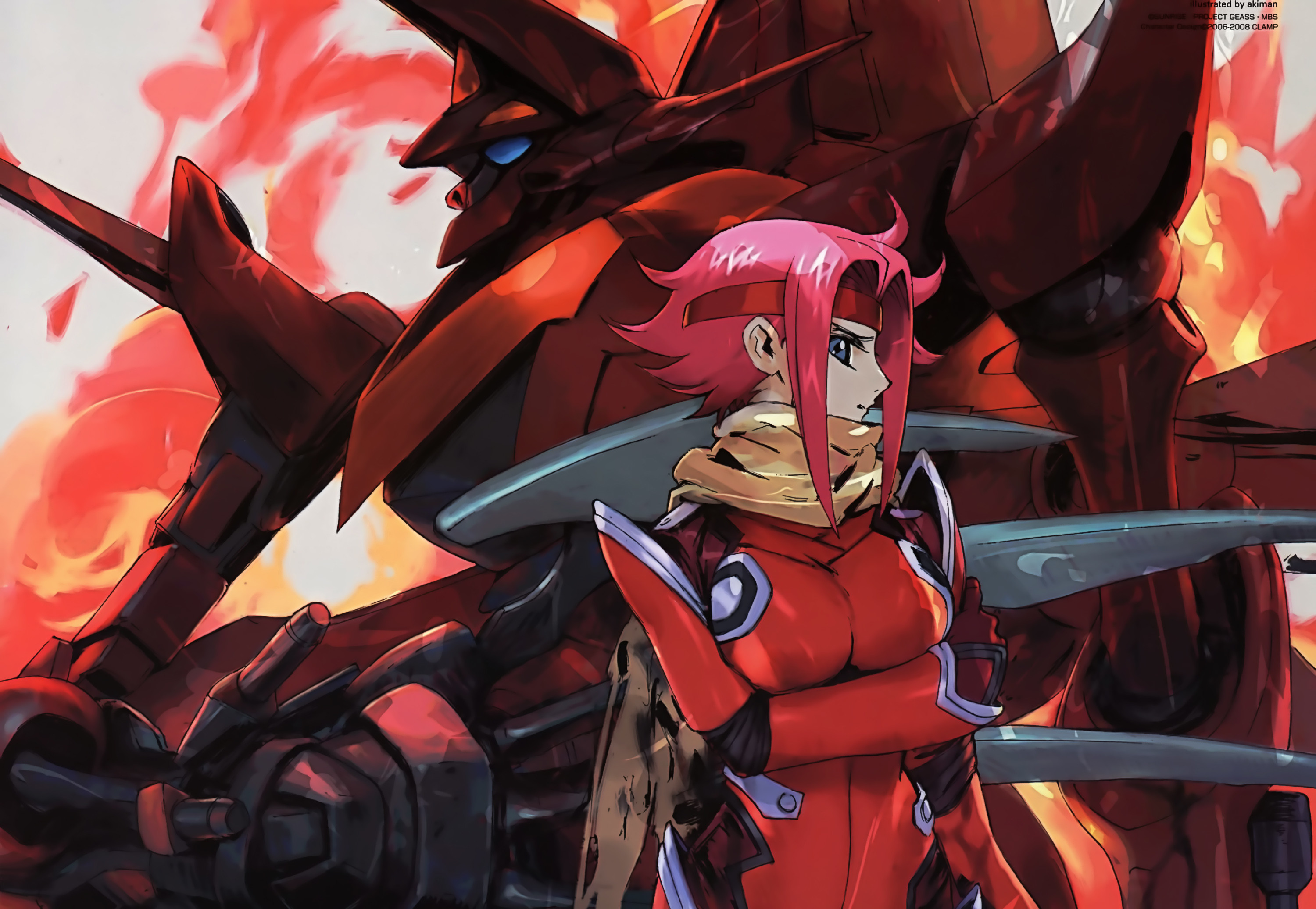 Kallen Kozuki, Guren Mk-II, Code Geass, Fiamme, 2K, sfondo Windows 11