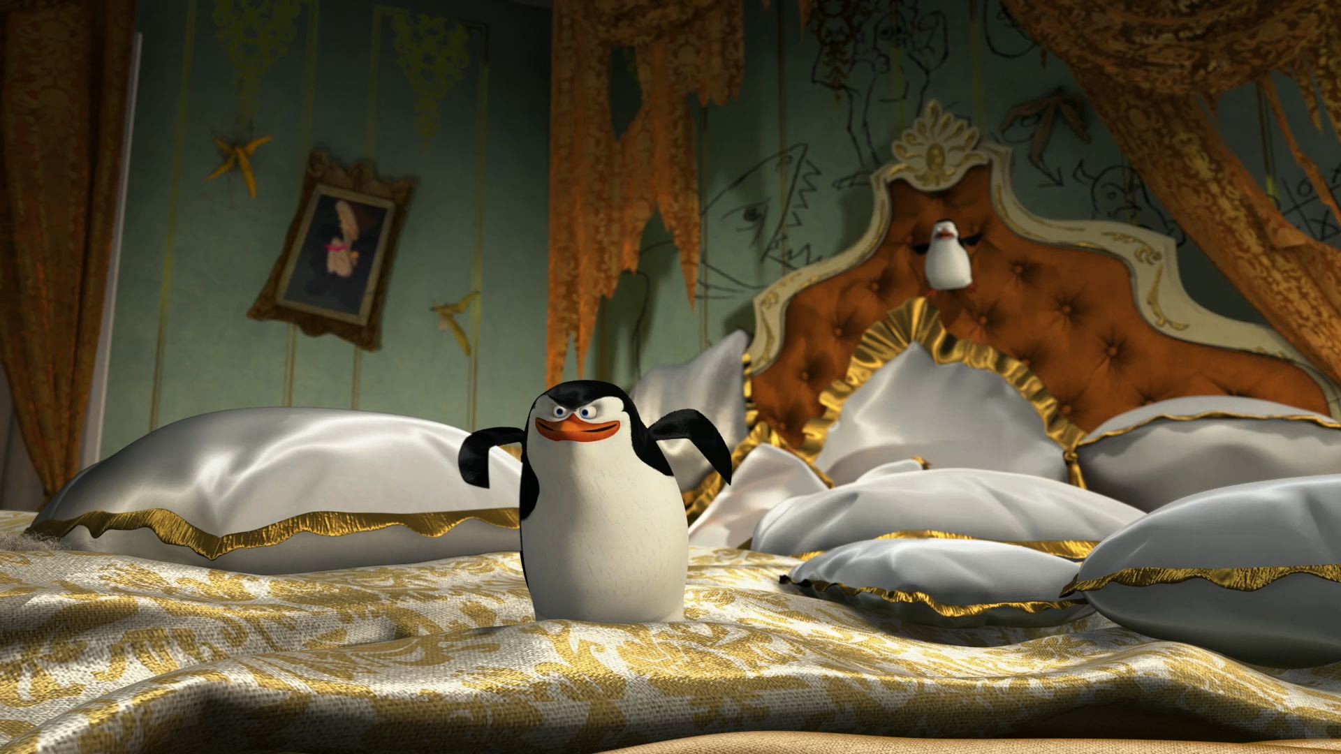 Skipper, I pinguini di Madagascar, DreamWorks, Letto, Cuscini, sfondo smartphone