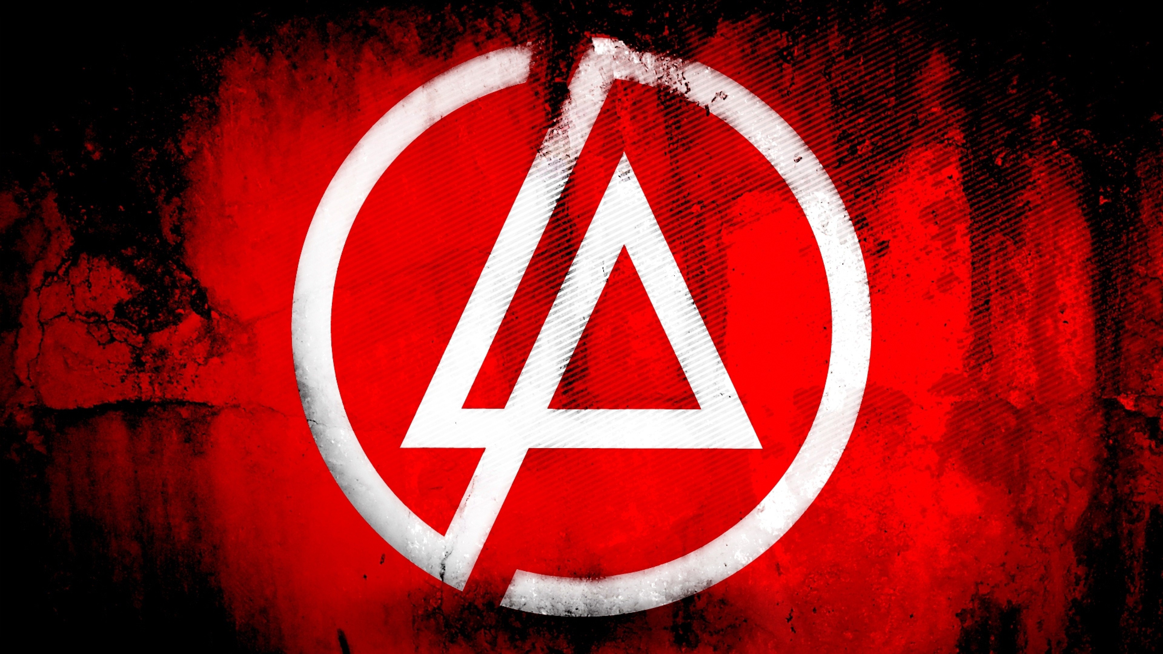 Logo Linkin Park, Linkin Park, Sfondo rosso, Grunge, 3840x2160, wallpaper desktop