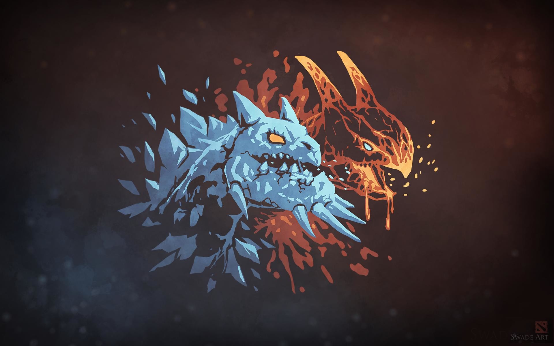 Jakiro, Dota 2, Drago a due teste, Ghiaccio, Fuoco, 1920x1200, sfondo per PC