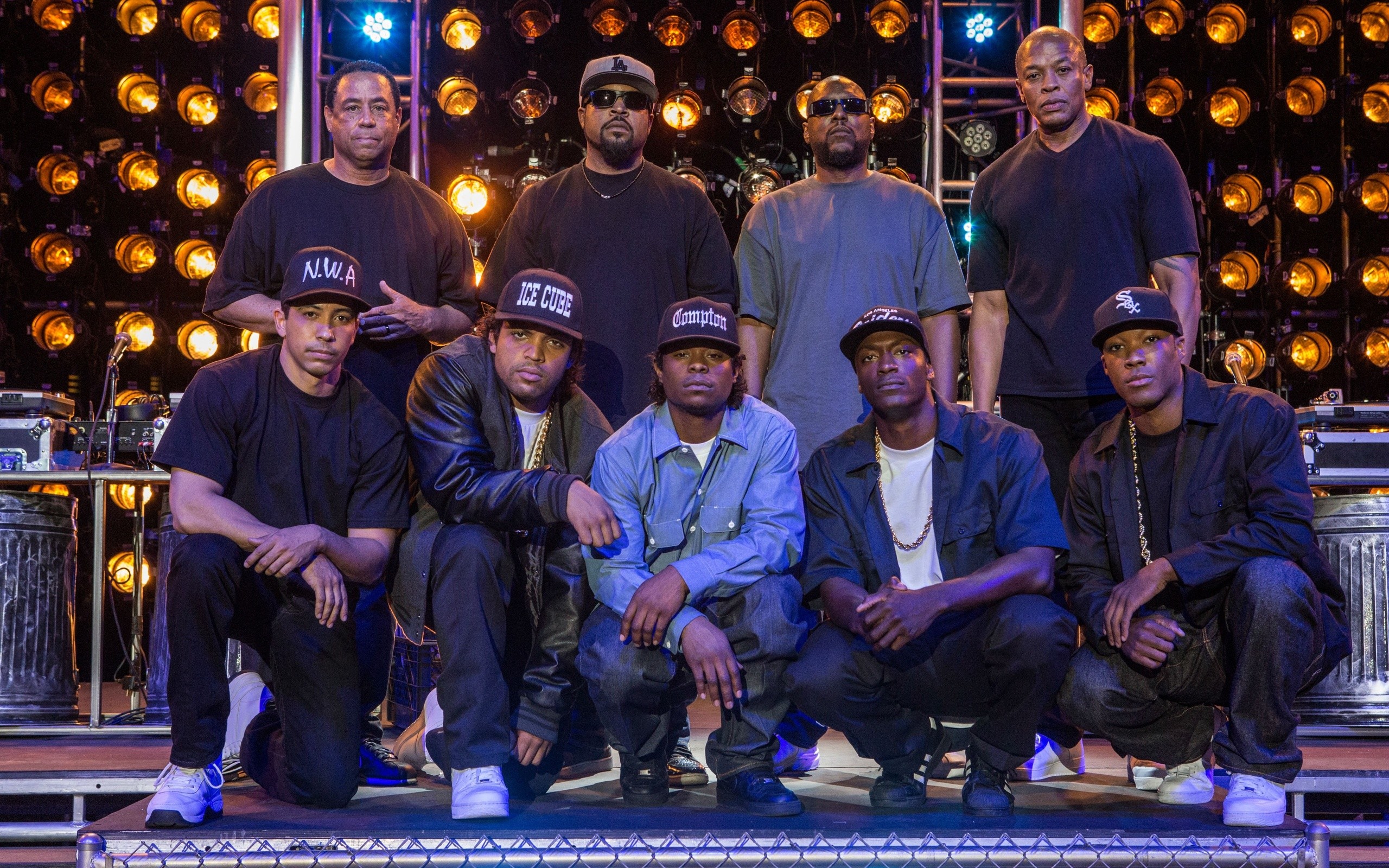 Straight Outta Compton, N.W.A, Ice Cube, Dr. Dre, Cast, Palco, 2K, sfondo desktop